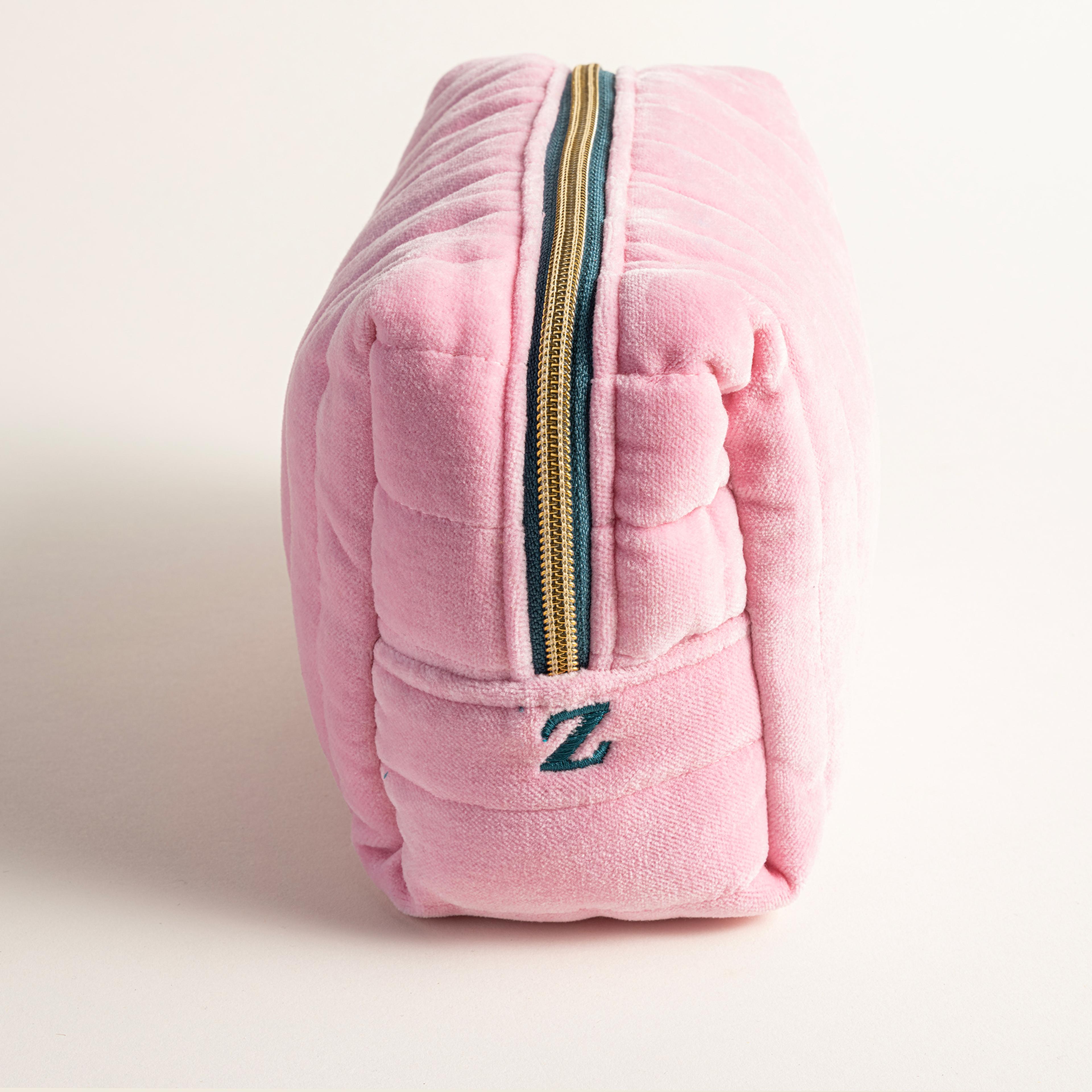 Delhı Kadife Küçük Boy %100 Pamuk Makyaj Çantası 19.5x12x9 Cm Pembe