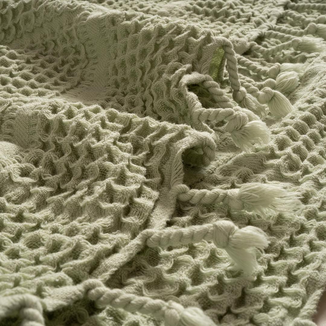 Solıd Çift Kişilik Tencel - Cotton Tencel Pamuk Pike 200x220 Cm Yeşil