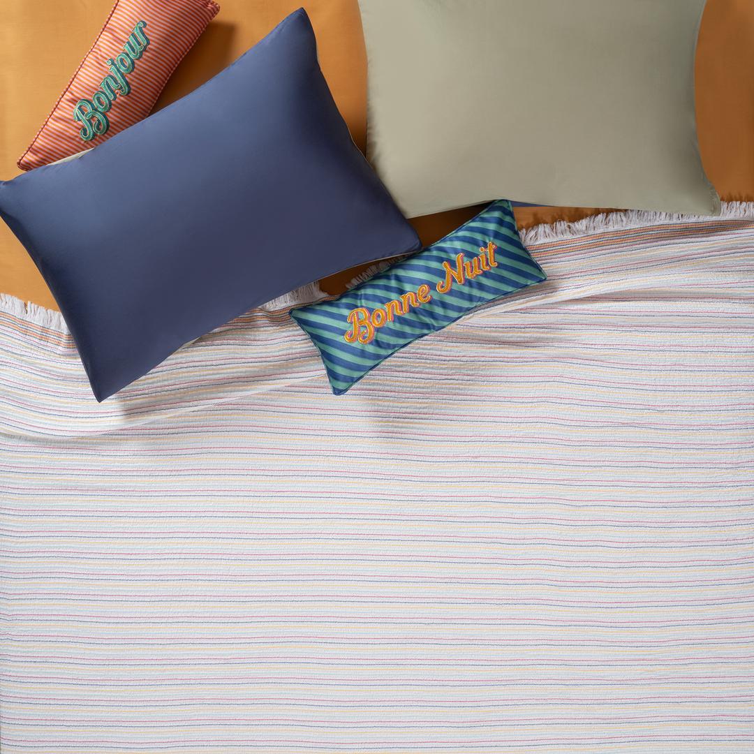 Faro İplik Boyalı Saçaklı Tek Kişilik Pamuk %100 Pamuk Pike 160x220 Cm Renkli