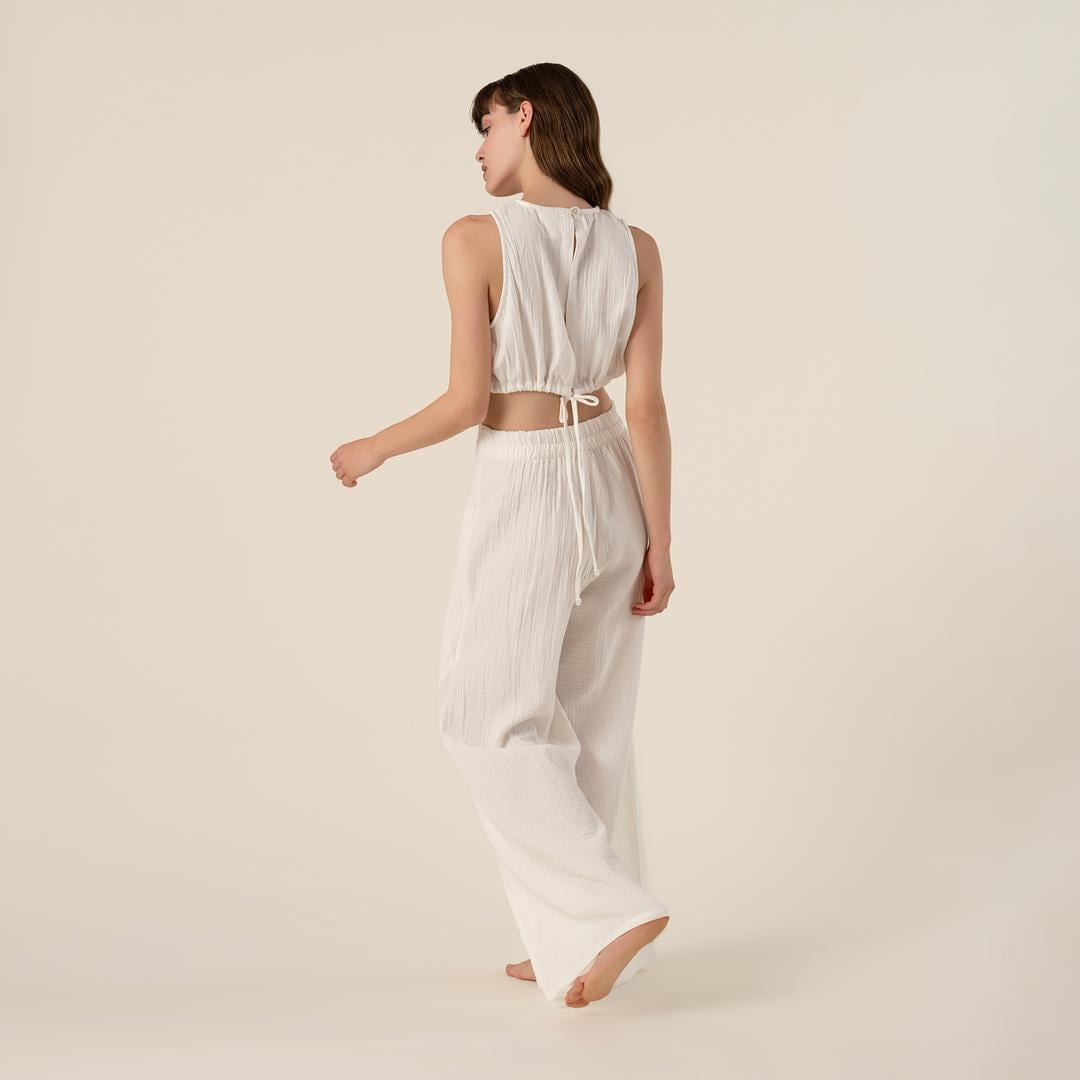 Tavas Sırt Detaylı %100 Pamuk Tshirt Small-medıum Beden Beyaz