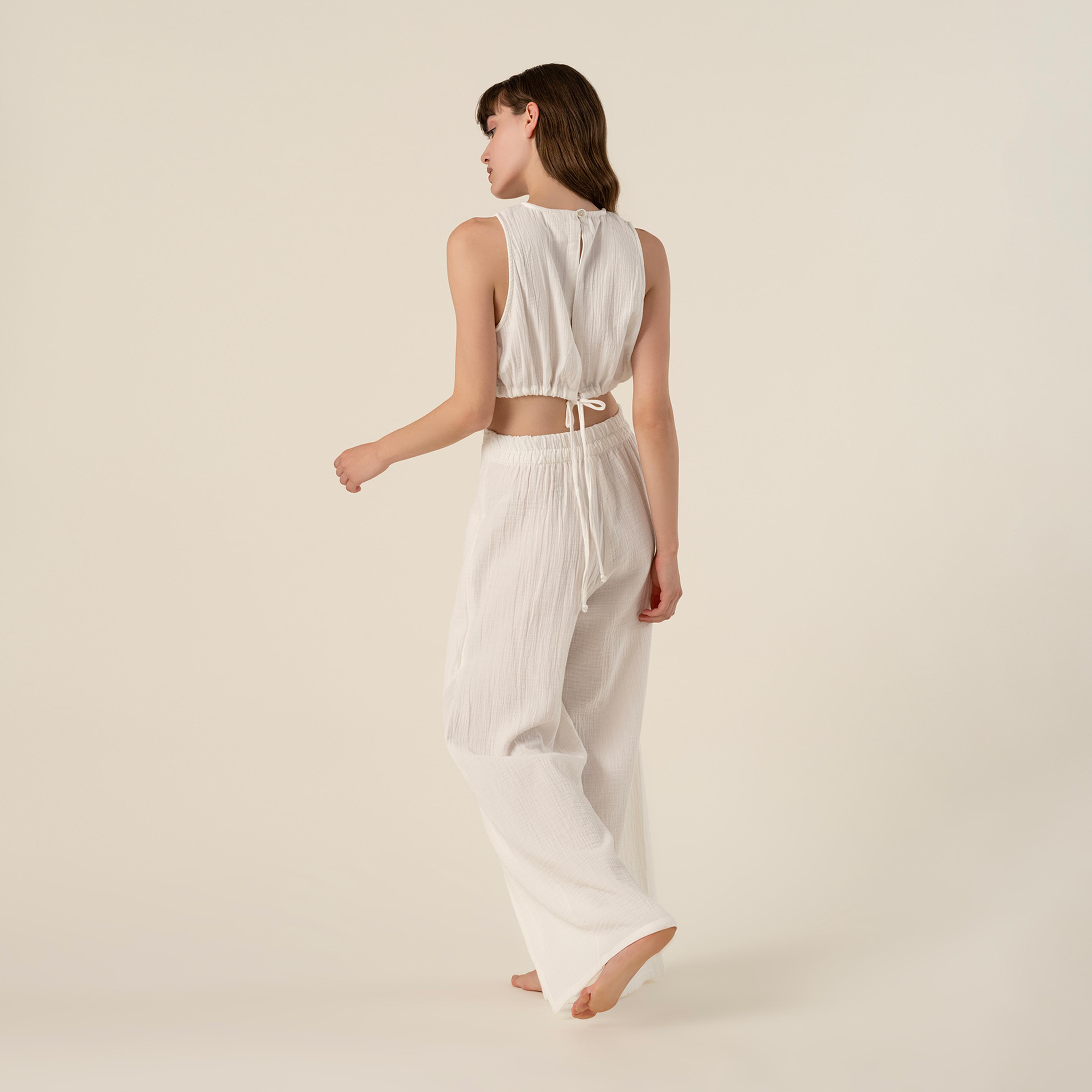 Tavas Sırt Detaylı %100 Pamuk Tshirt Small-medıum Beden Beyaz