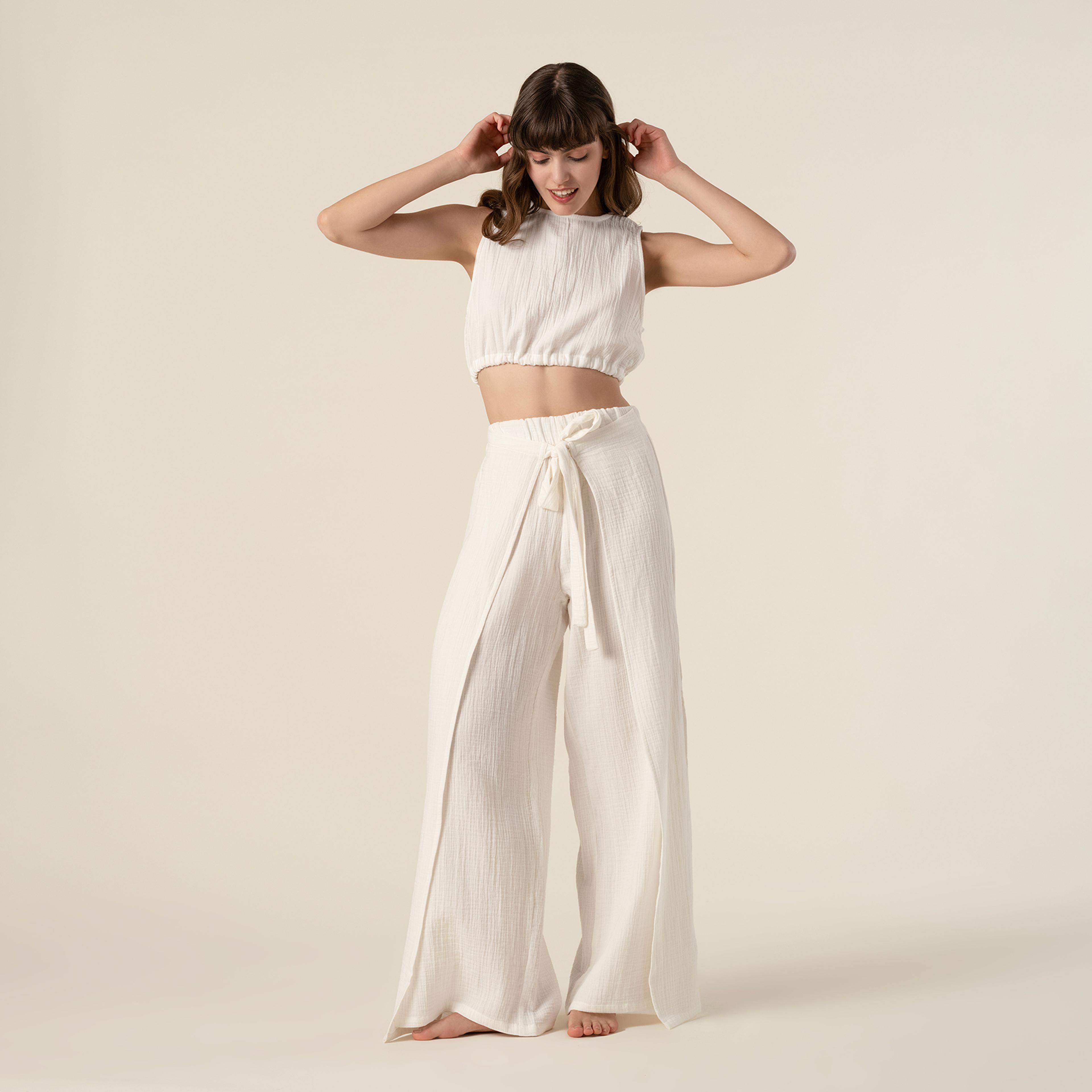 Tavas %100 Pamuk Pantolon Large-xlarge Beden Beyaz