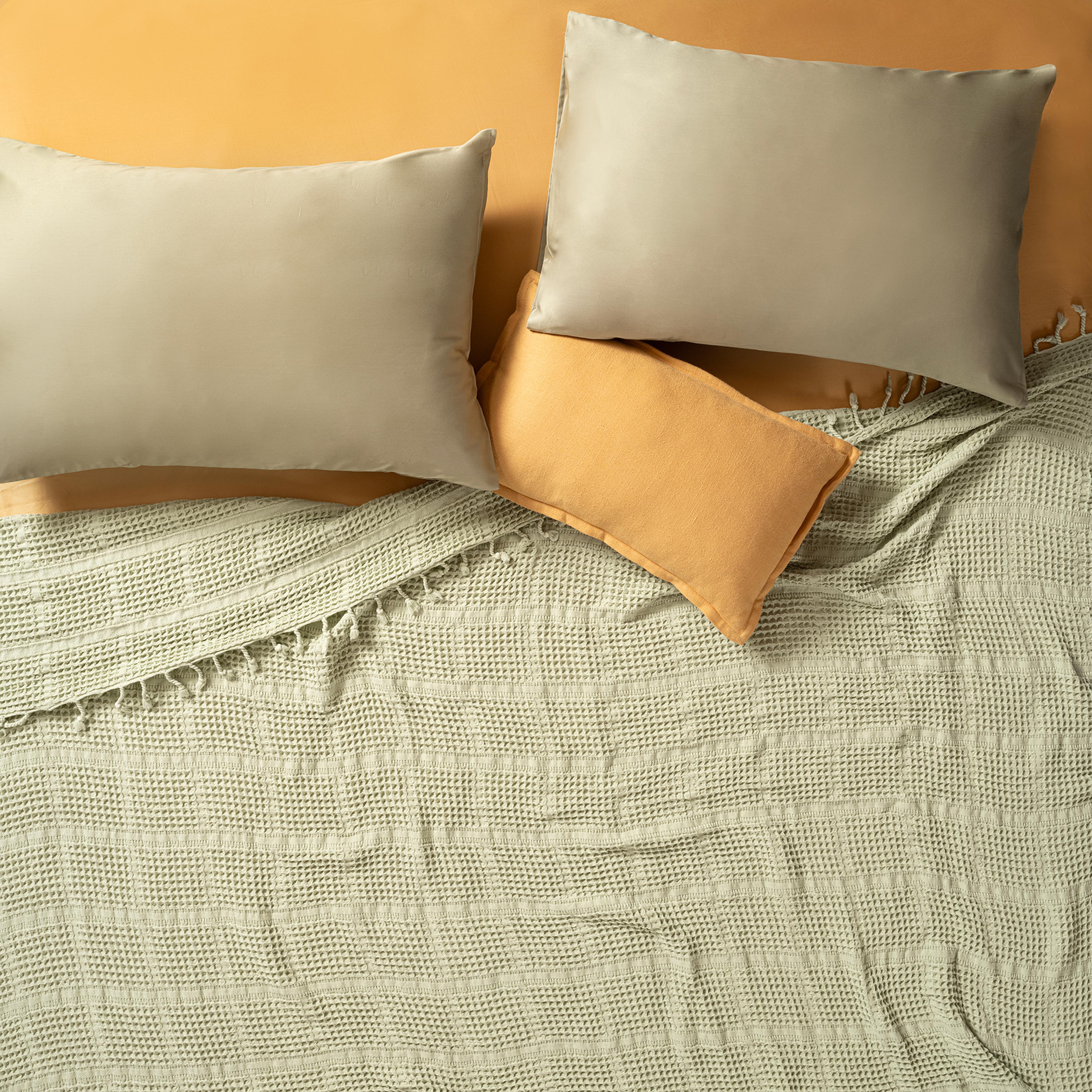 Solıd Kıng Sıze Tencel - Cotton Tencel Pamuk Pike 240x220 Cm Yeşil