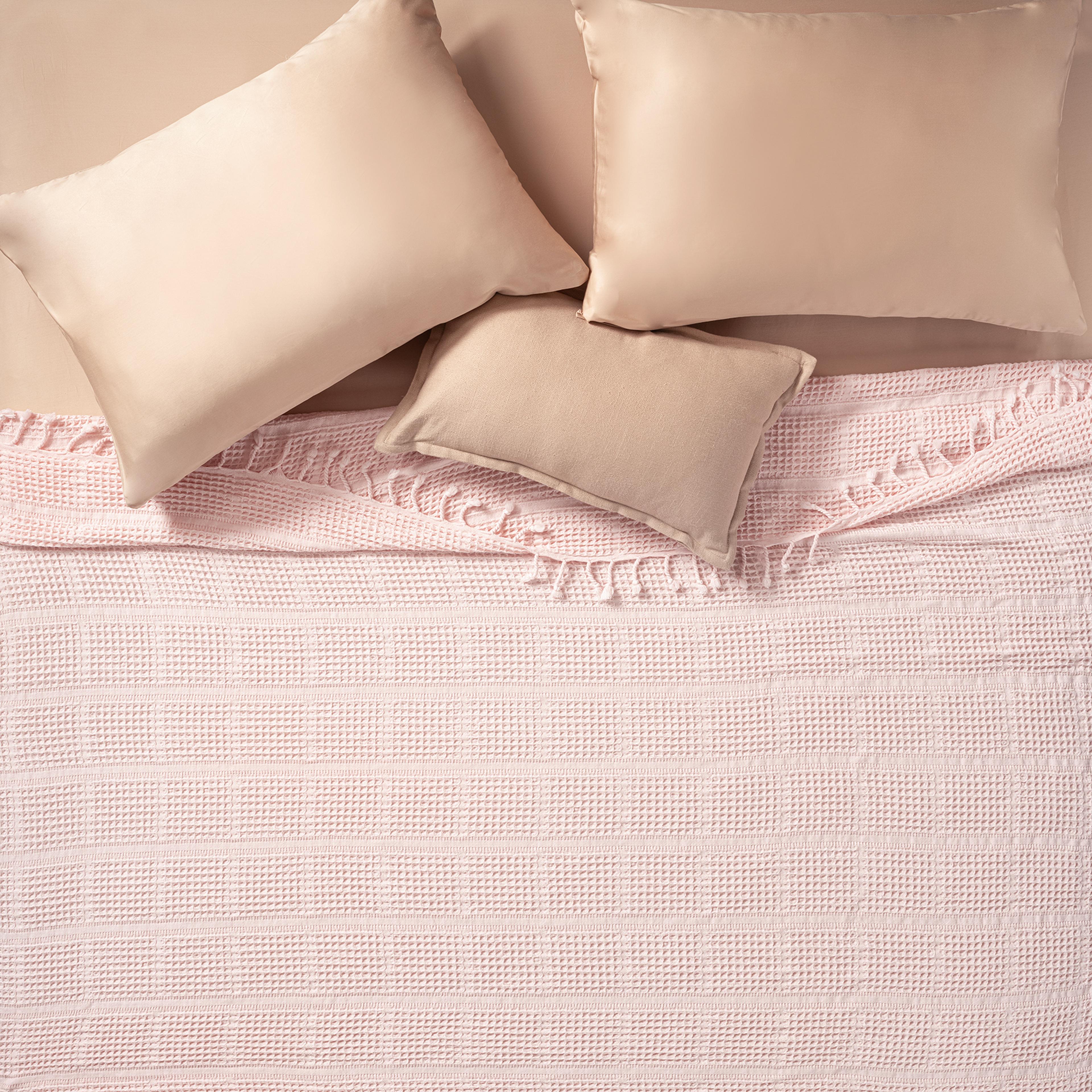 Solıd Kıng Sıze Tencel - Cotton Tencel Pamuk Pike 240x220 Cm Pembe