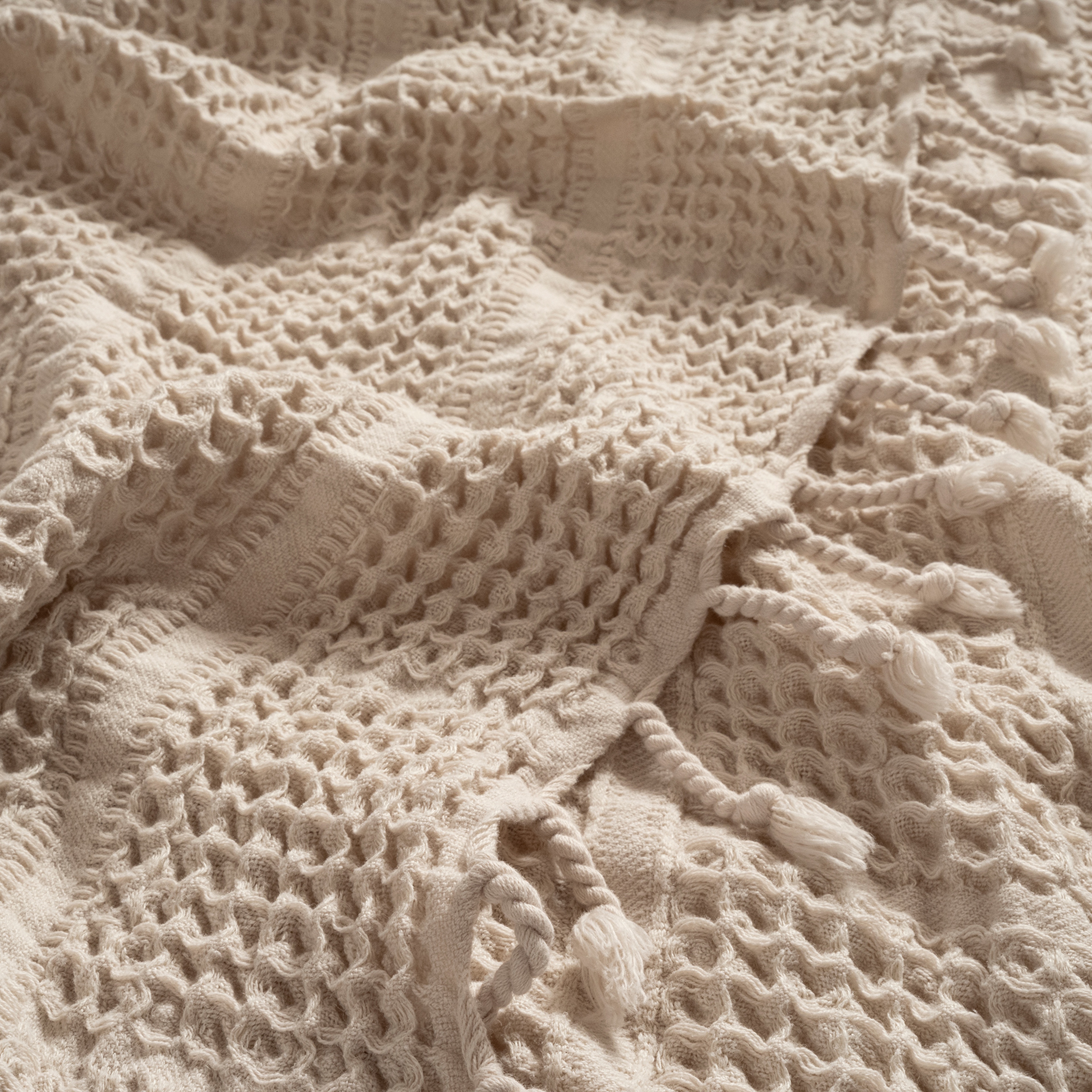 Solıd Tek Kişilik Tencel - Cotton Tencel Pamuk Pike 160x220 Cm Krem