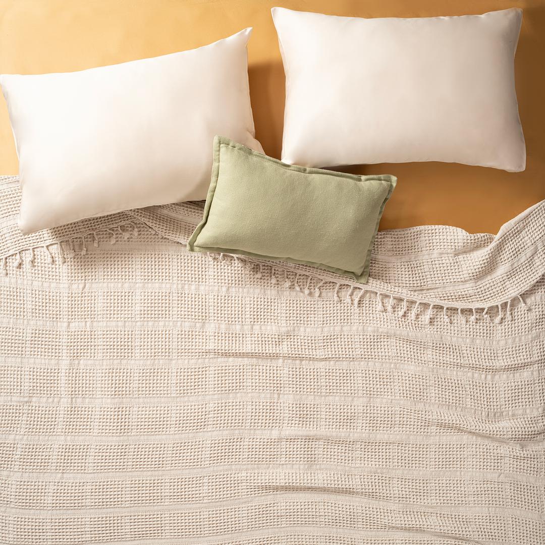 Solıd Çift Kişilik Tencel - Cotton Tencel Pamuk Pike 200x220 Cm Krem