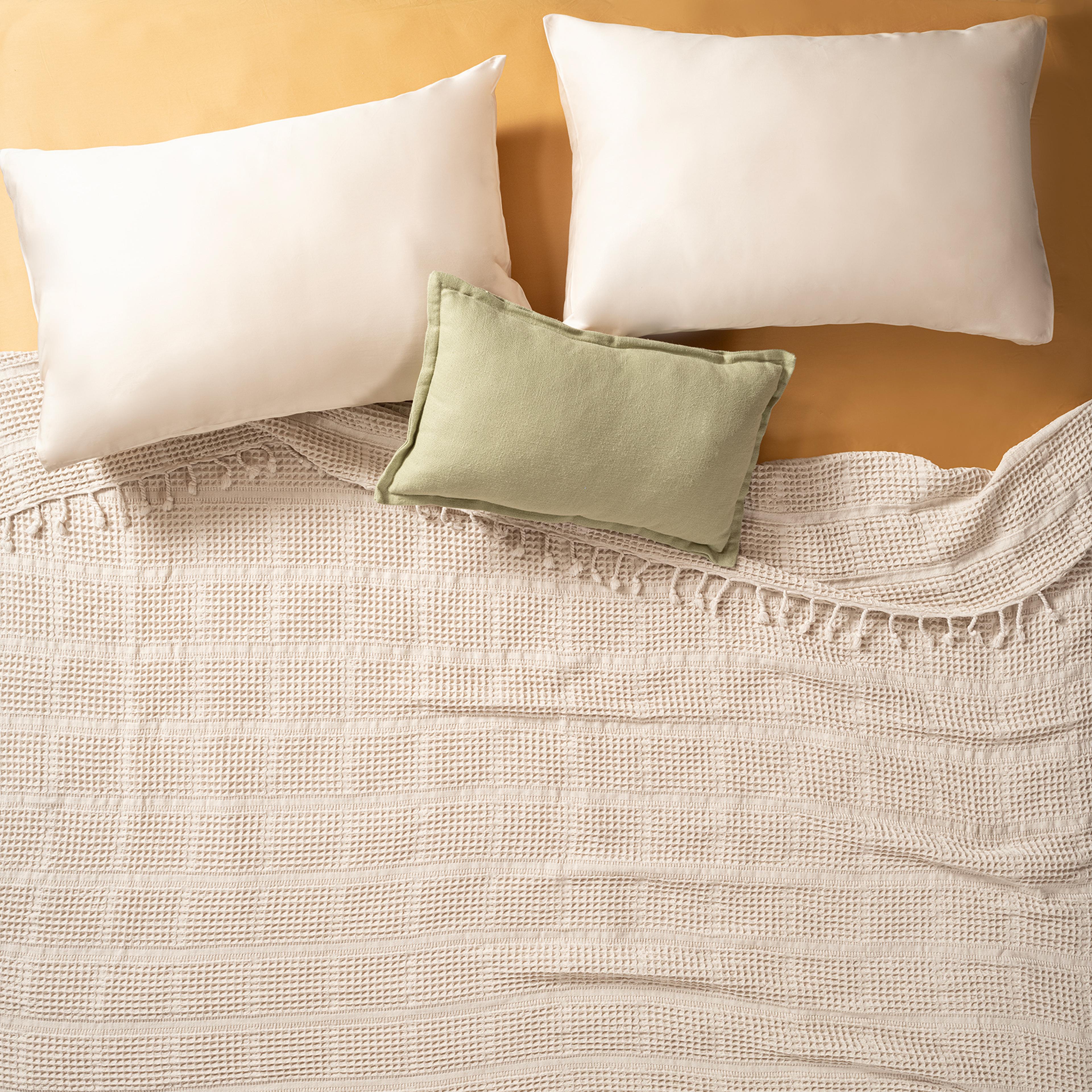 Solıd Çift Kişilik Tencel - Cotton Tencel Pamuk Pike 200x220 Cm Krem