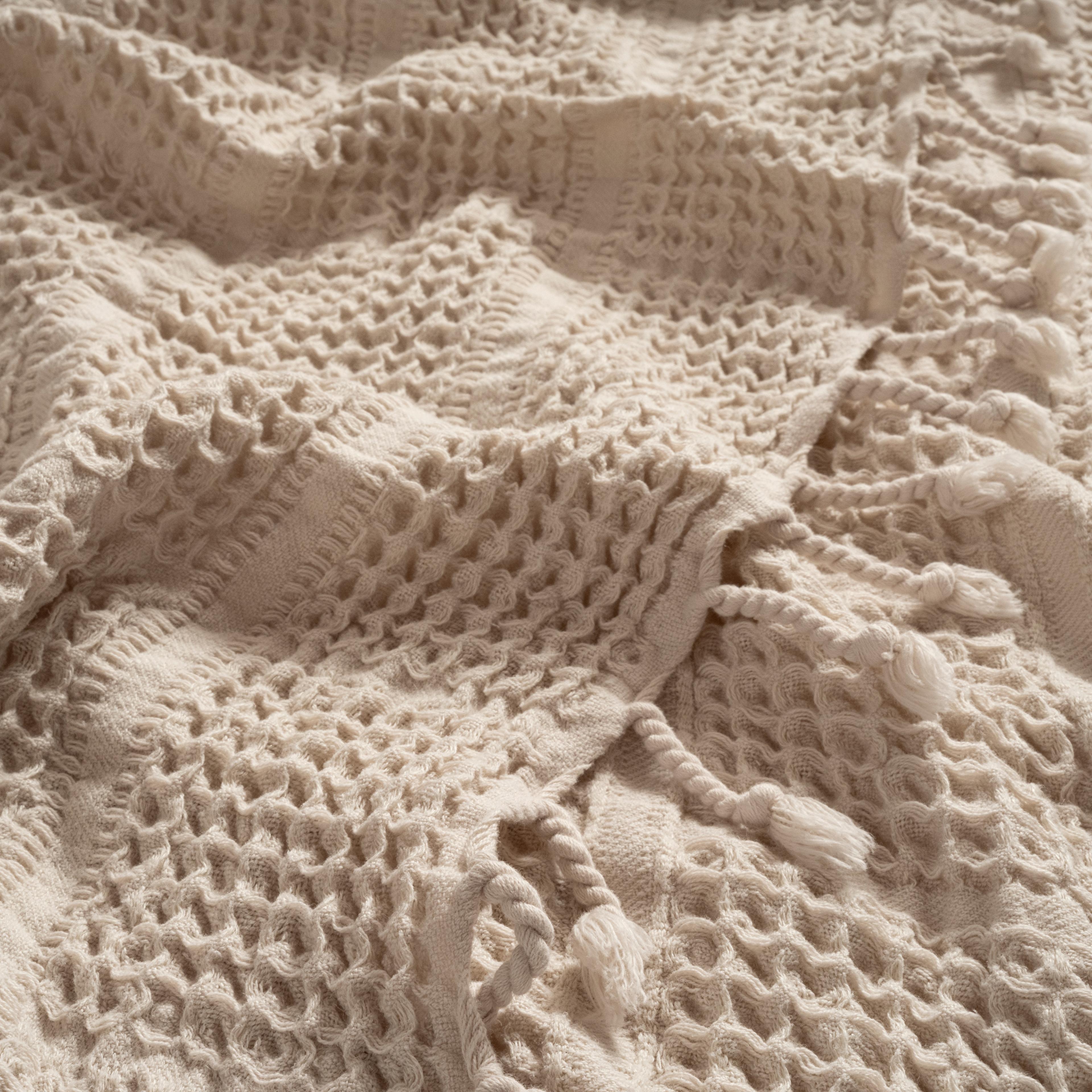 Solıd Kıng Sıze Tencel - Cotton Tencel Pamuk Pike 240x220 Cm Krem