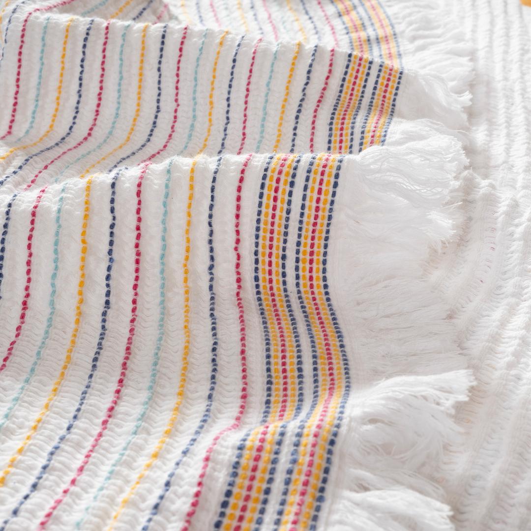 Faro İplik Boyalı Saçaklı Kıng Sıze Pamuk %100 Pamuk Pike 240x220 Cm Renkli