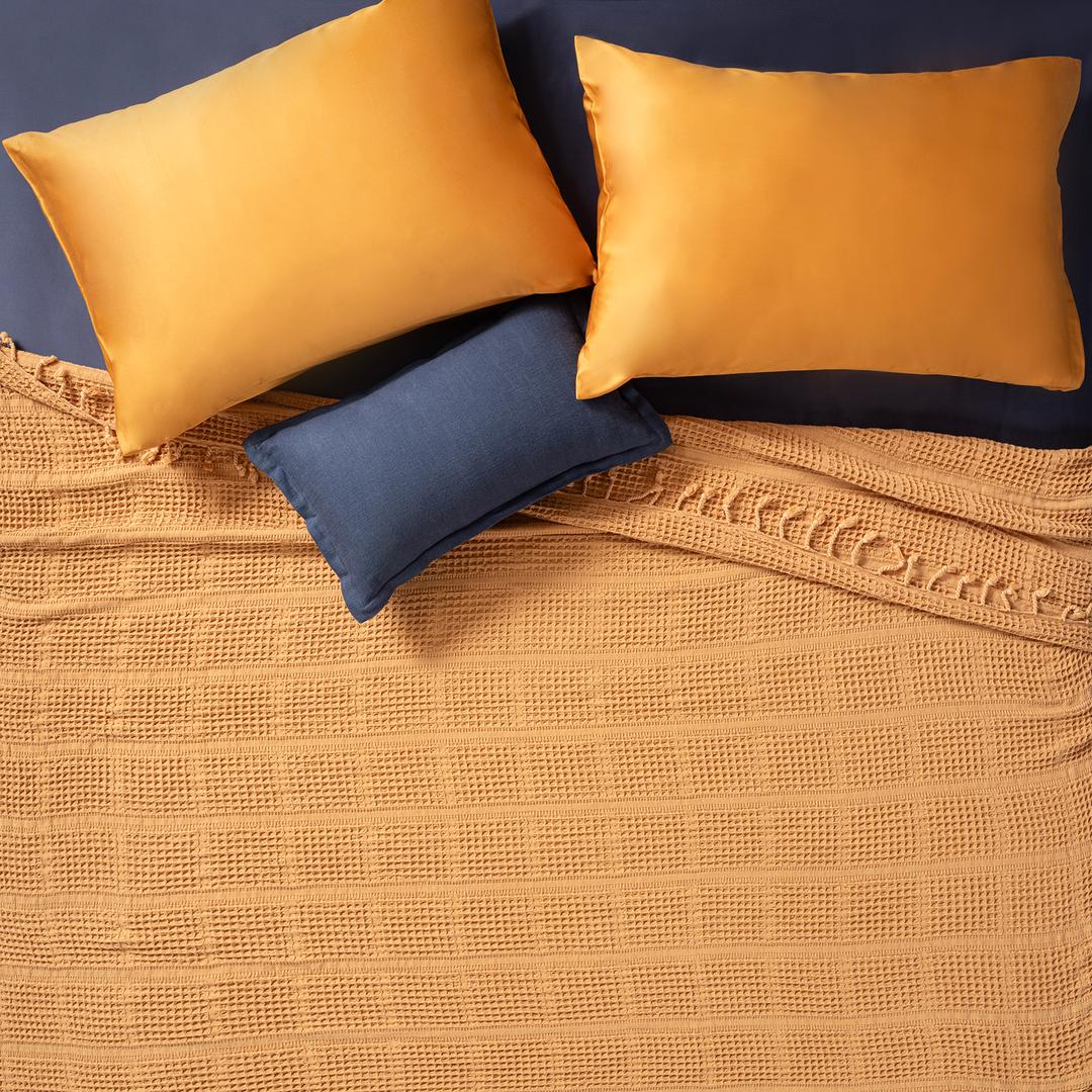 Solıd Kıng Sıze Tencel - Cotton Tencel Pamuk Pike 240x220 Cm Tarçın