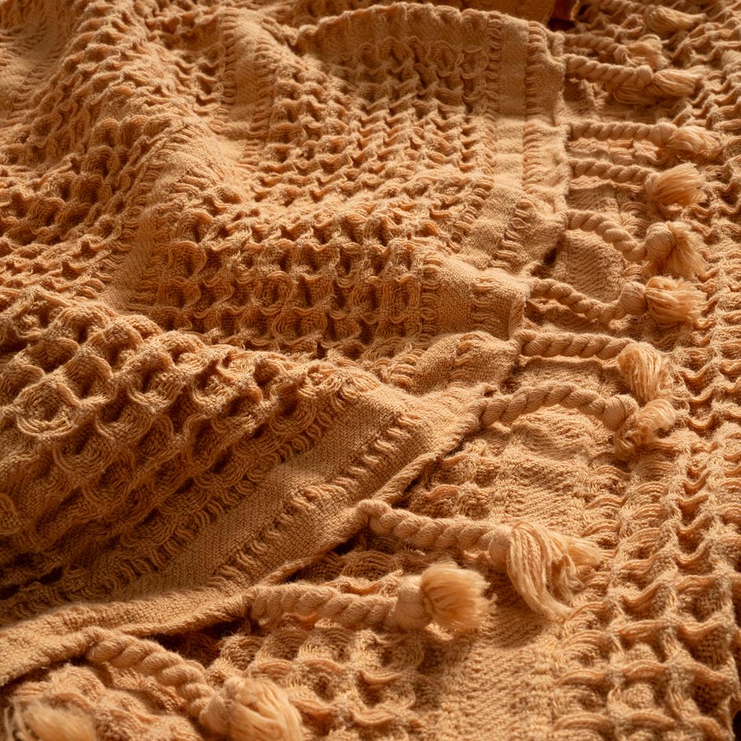 Solıd Kıng Sıze Tencel - Cotton Tencel Pamuk Pike 240x220 Cm Tarçın