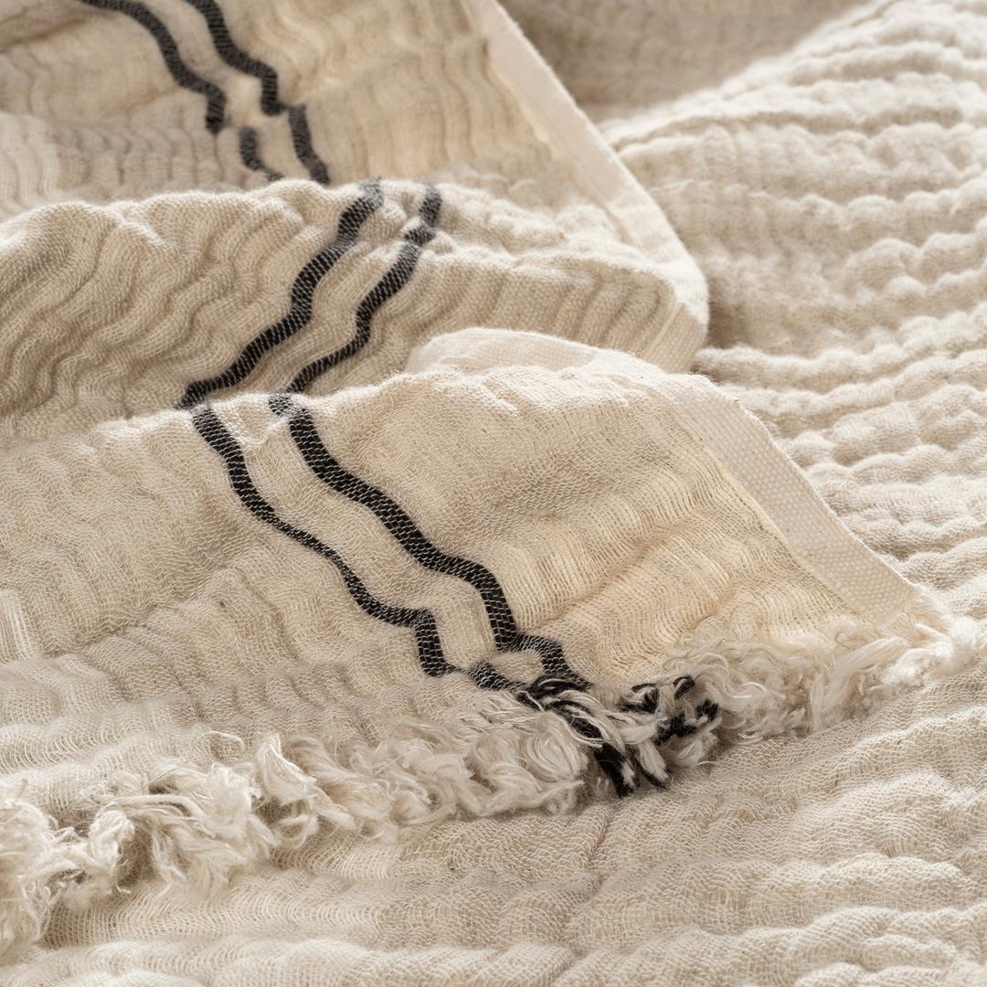 Baklan İplik Boyalı Kıng Sıze Pamuk Pamuk Keten Pike 240x220 Cm Natural