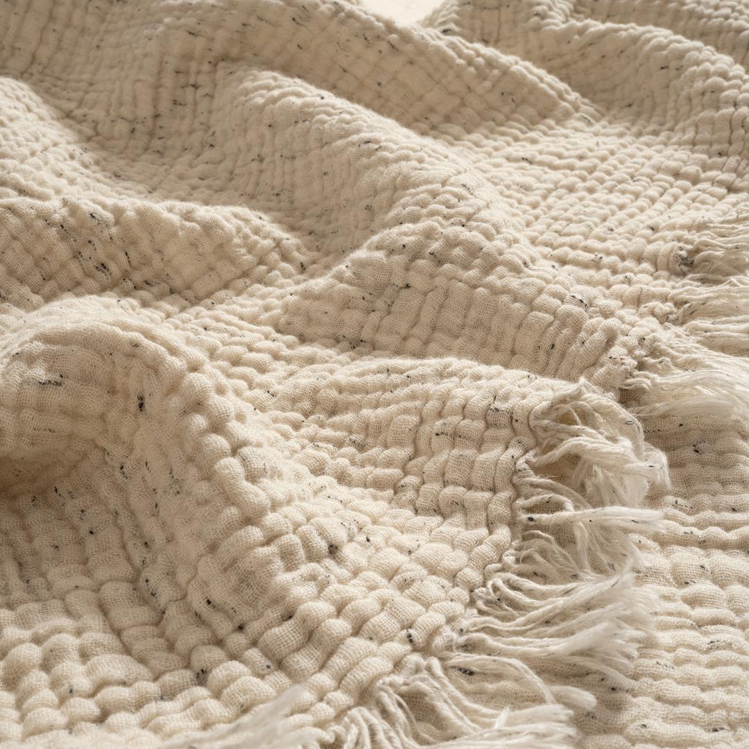 Baklan İplik Boyalı Kıng Sıze Pamuk Pamuk Keten Pike 240x220 Cm Natural