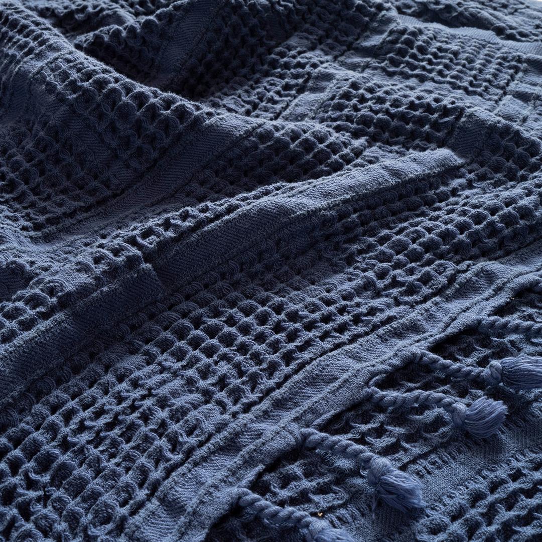 Solıd Çift Kişilik Tencel - Cotton Tencel Pamuk Pike 200x220 Cm Lacivert