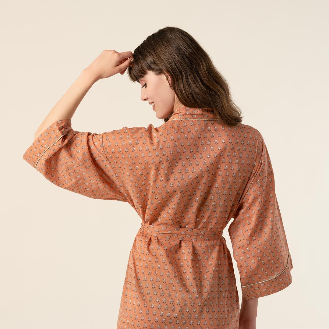 Gaya Baskılı %100 Pamuk Kimono Small-medıum Beden Turuncu