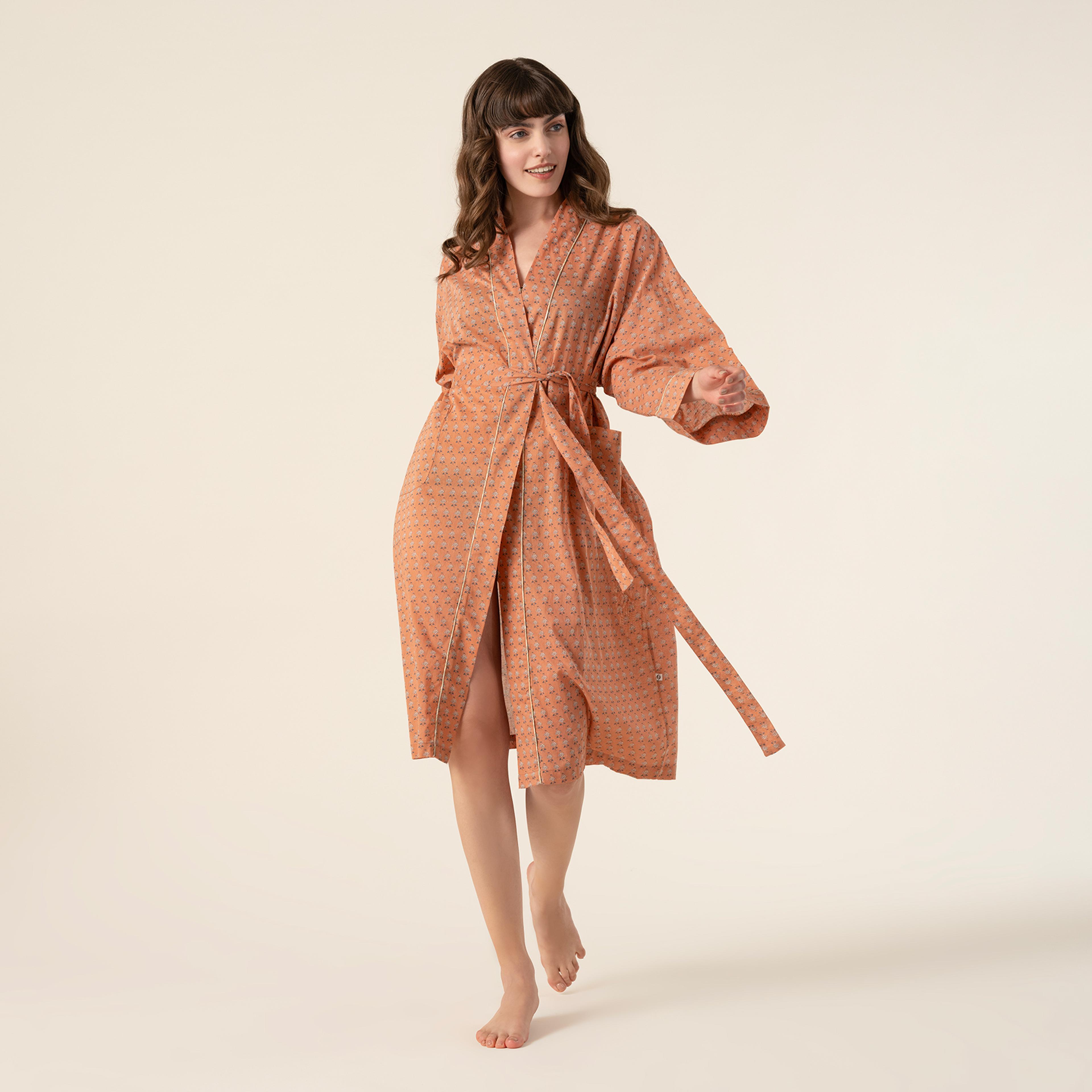 Gaya Baskılı %100 Pamuk Kimono Small-medıum Beden Turuncu