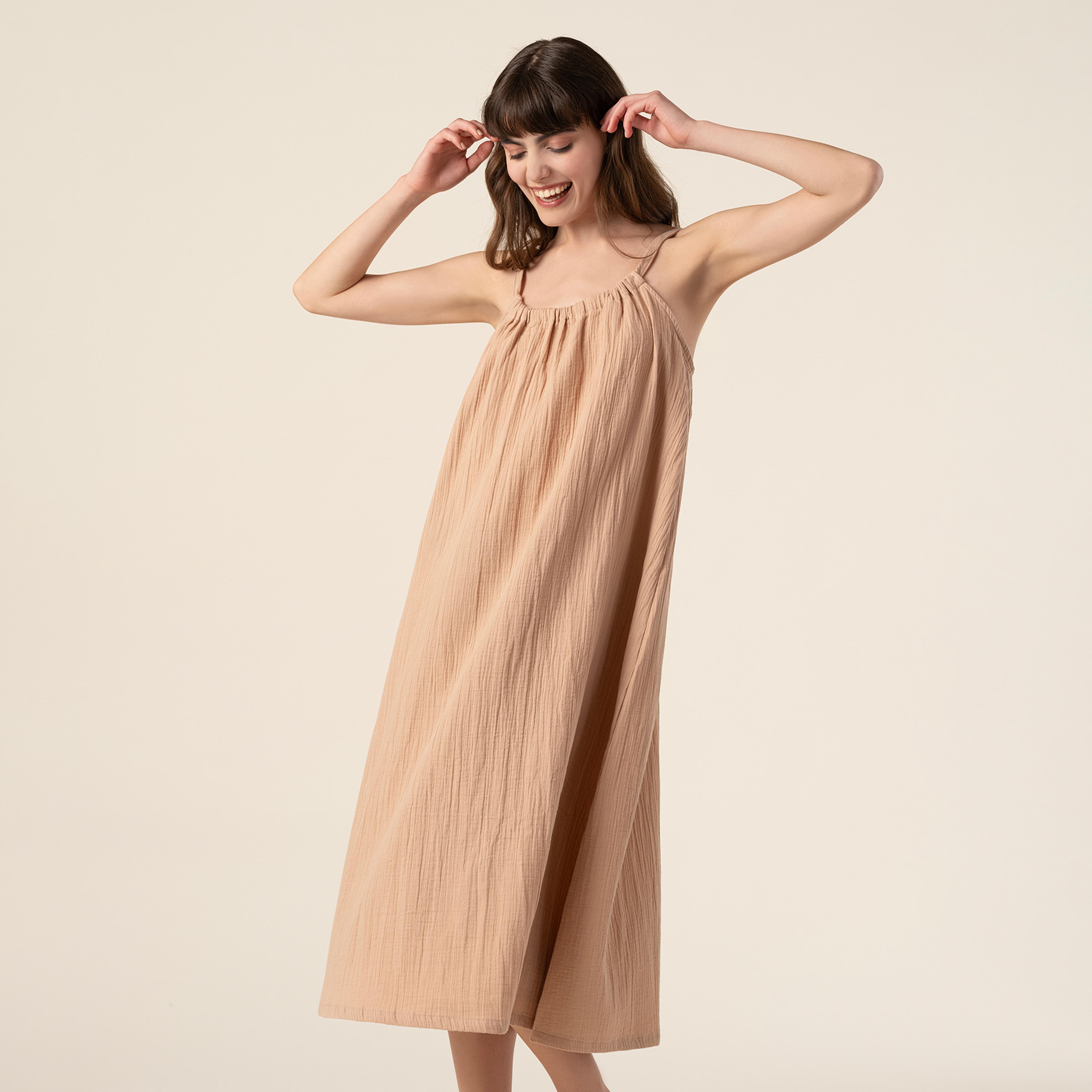 Tavas %100 Pamuk Elbise Small-medıum Beden Somon