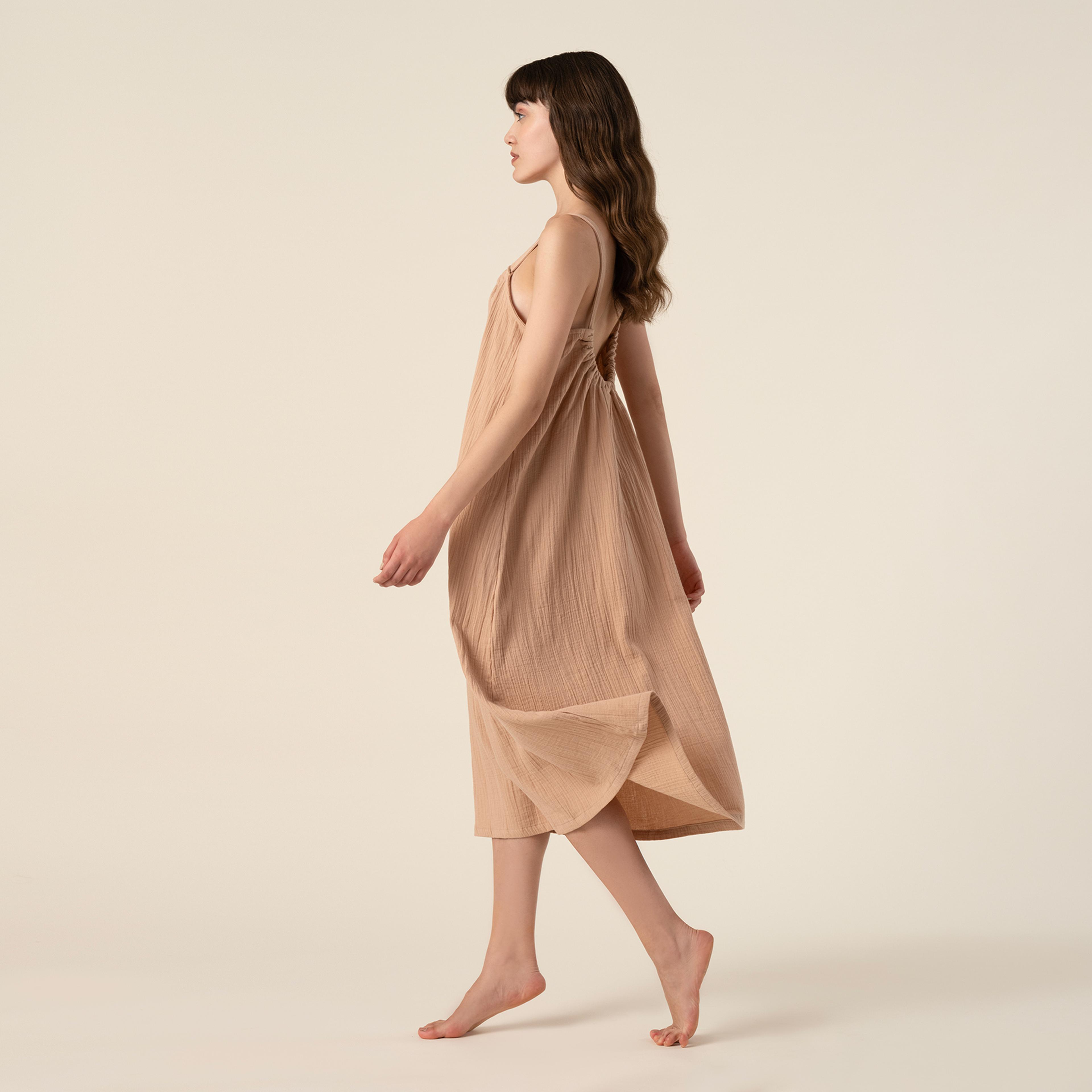 Tavas %100 Pamuk Elbise Small-medıum Beden Somon