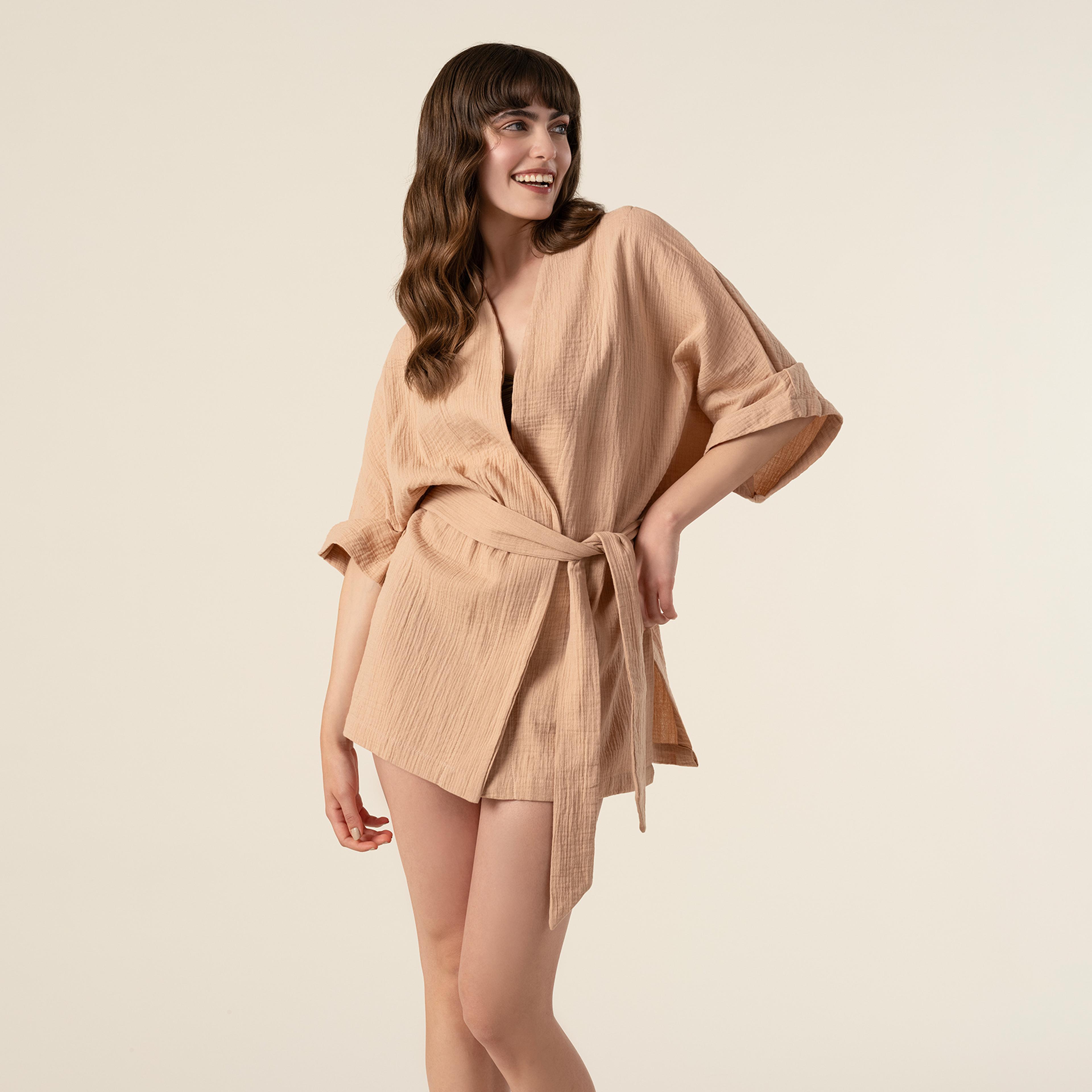 Tavas %100 Pamuk Kimono Large-xlarge Beden Somon