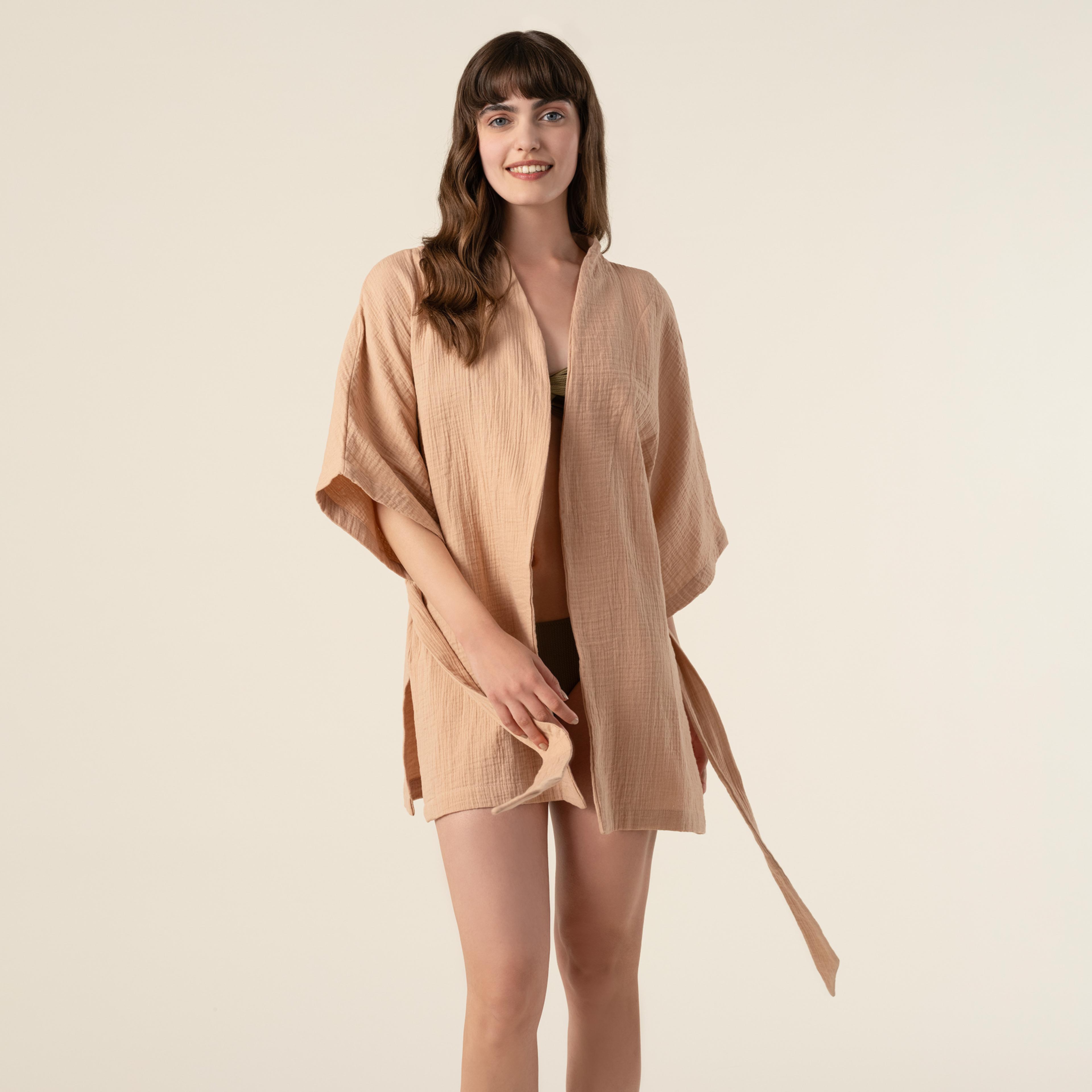 Tavas %100 Pamuk Kimono Large-xlarge Beden Somon