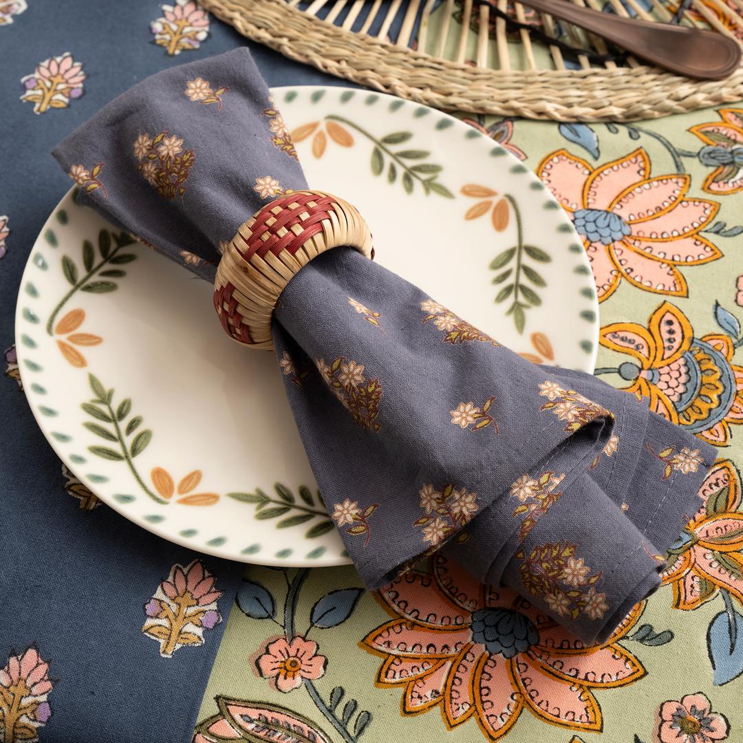 Gaya Baskılı 4'lü Pamuk %100 Pamuk Peçete 43x43 Cm Lacivert