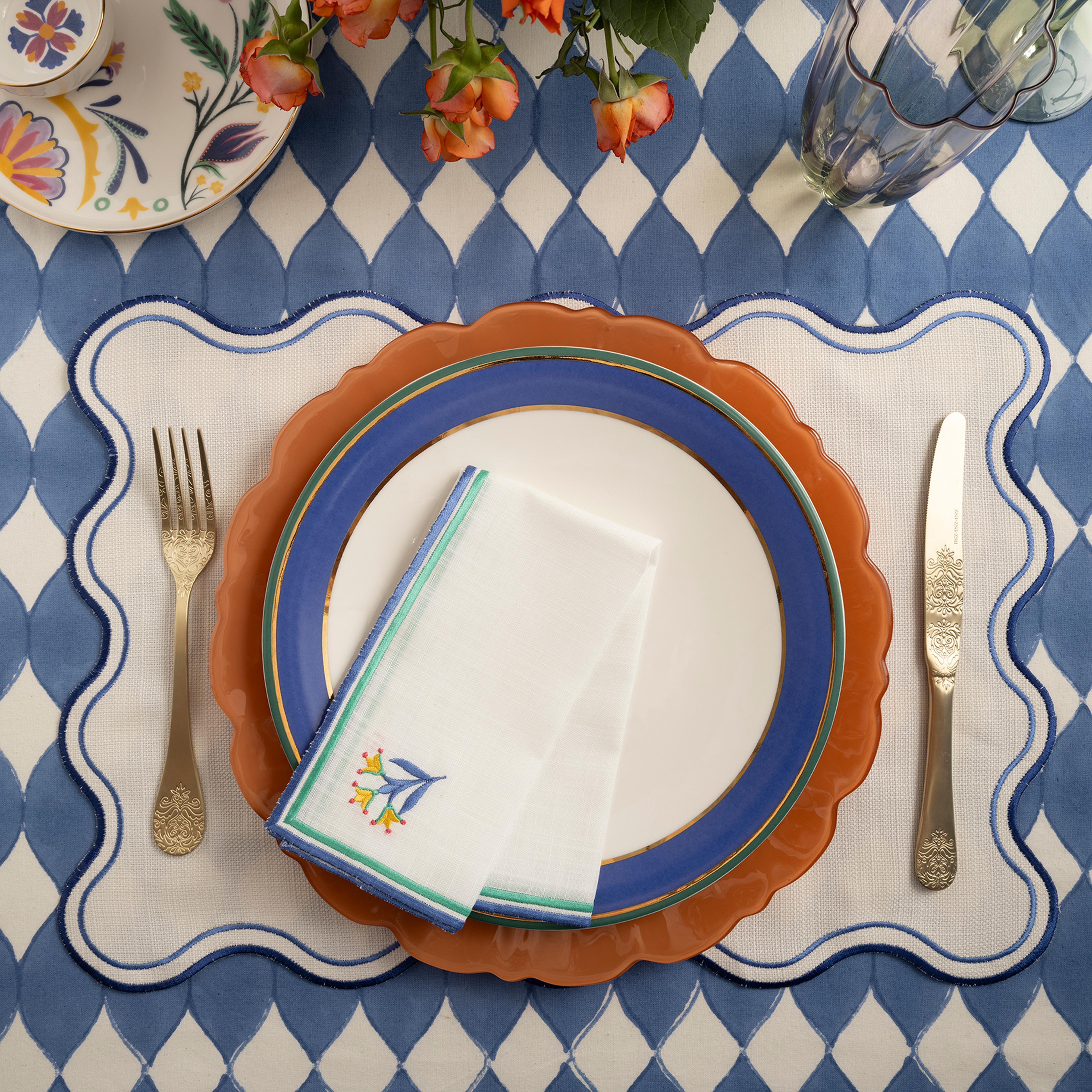 Prusa Nakışlı 2'li Polyester %100 Polyester Peçete 40x40 Cm Pembe - Yeşil