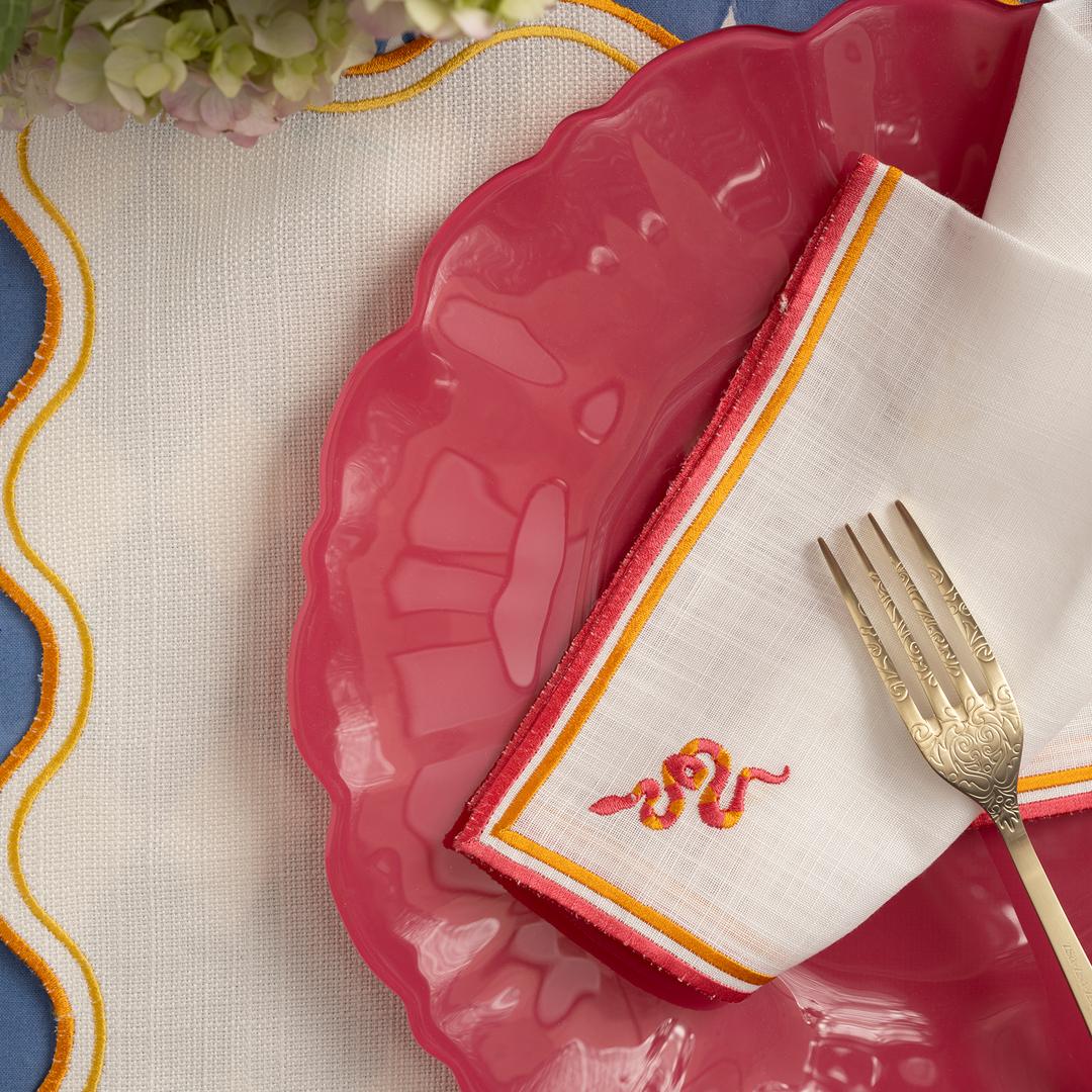 Prusa Nakışlı 2'li Polyester %100 Polyester Peçete 40x40 Cm Sarı - Turuncu