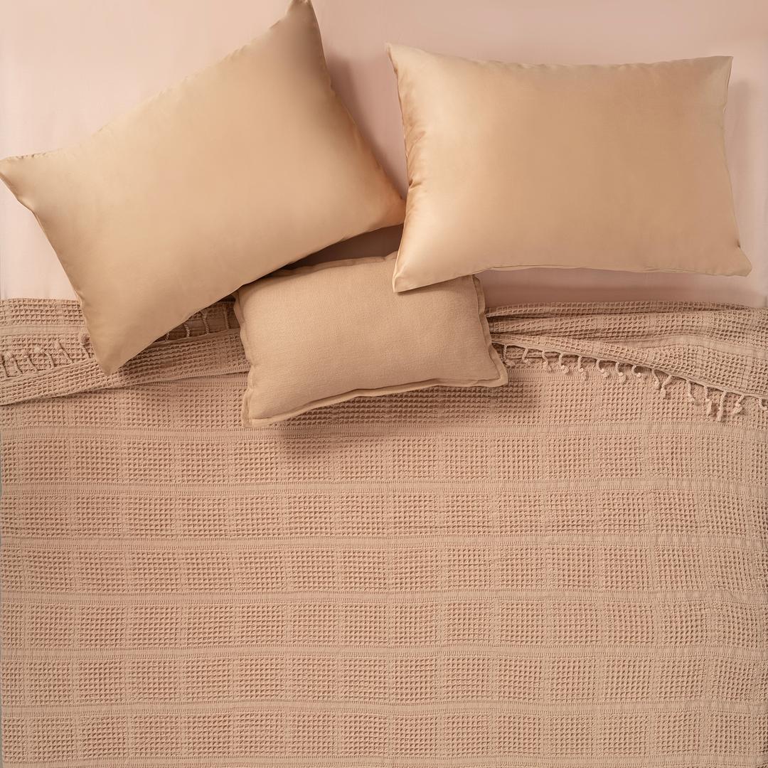 Solıd Tek Kişilik Tencel - Cotton Tencel Pamuk Pike 160x220 Cm Kum Rengı