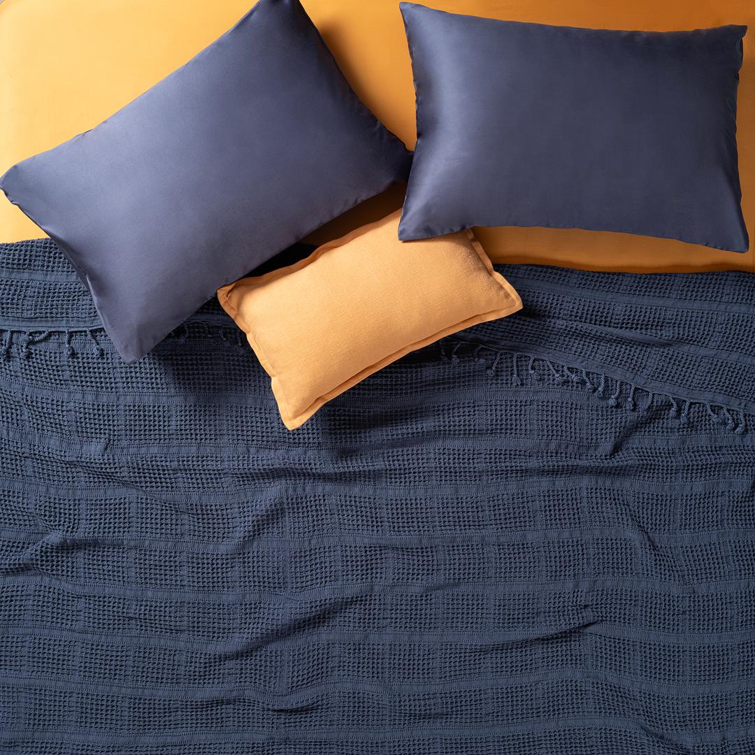 Solıd Tek Kişilik Tencel - Cotton Tencel Pamuk Pike 160x220 Cm Lacivert