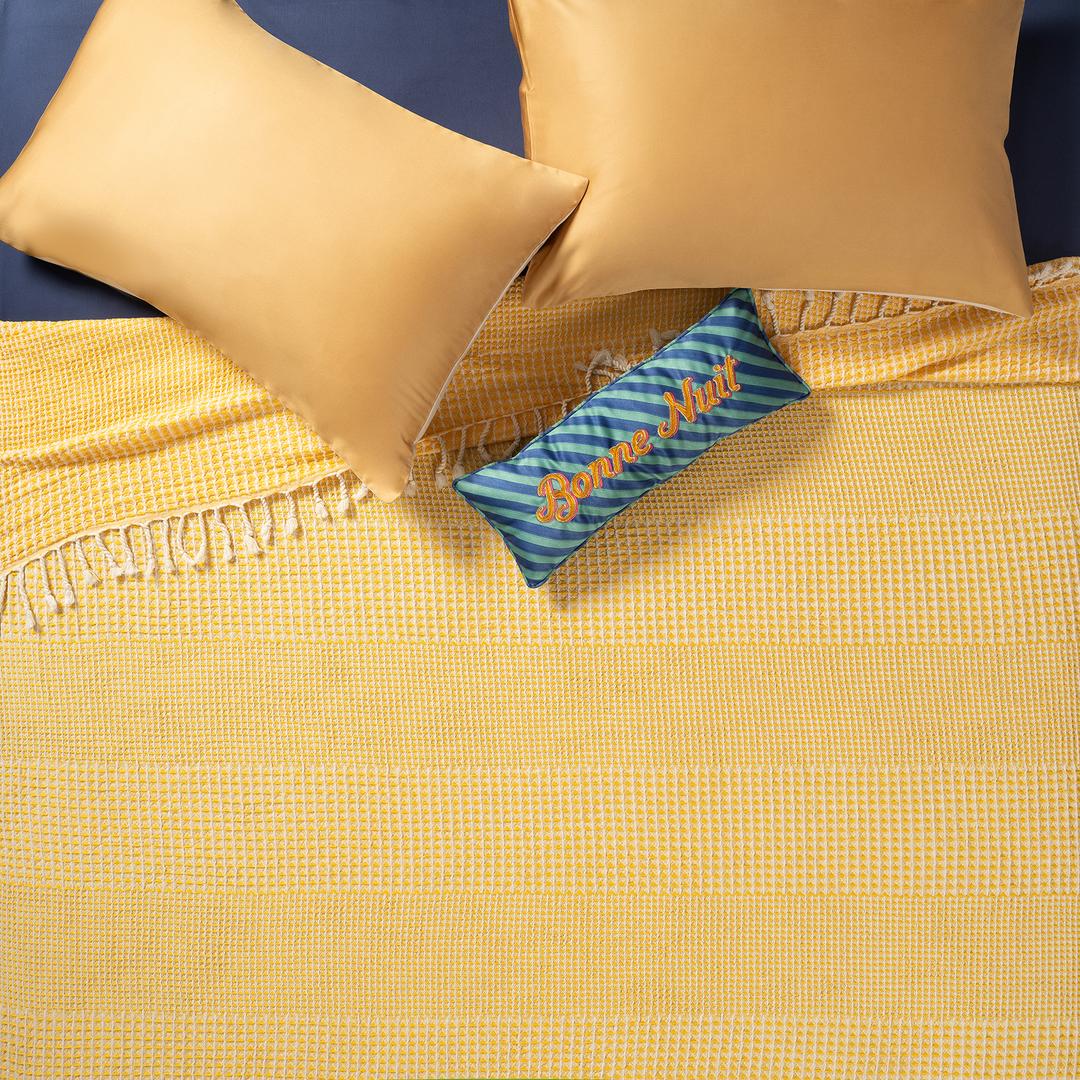 Baklan Parça Boyama Çift Kişilik Tencel - Cotton Tencel Pamuk Pike 200x220 Cm Sarı