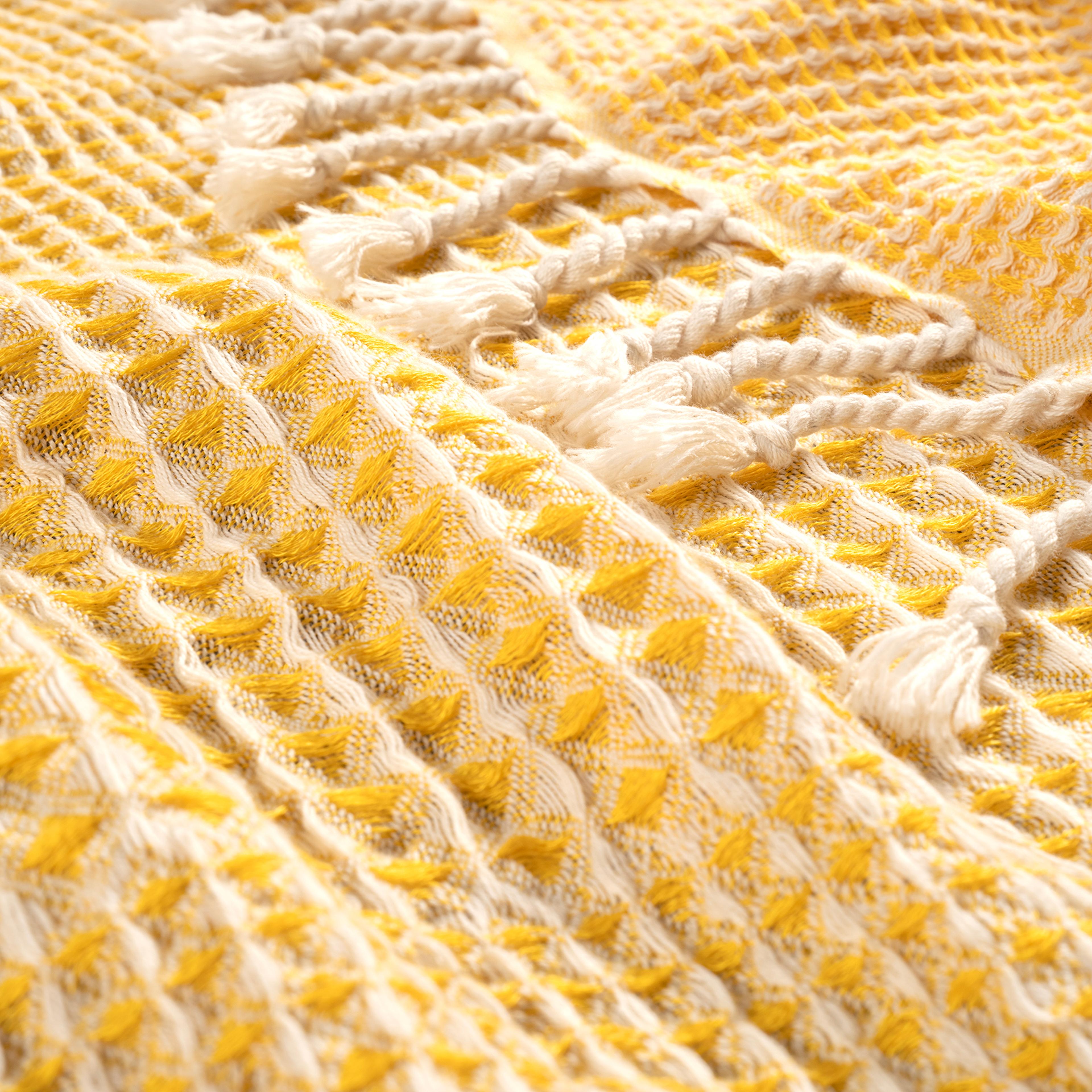 Baklan Parça Boyama Çift Kişilik Tencel - Cotton Tencel Pamuk Pike 200x220 Cm Sarı