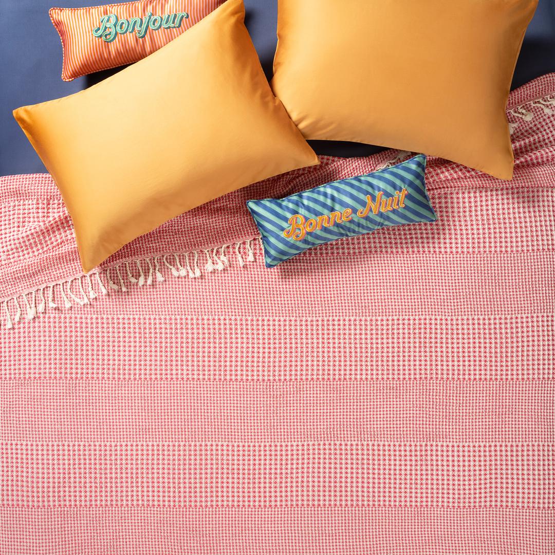 Baklan Parça Boyama Çift Kişilik Tencel - Cotton Tencel Pamuk Pike 200x220 Cm Fuşya