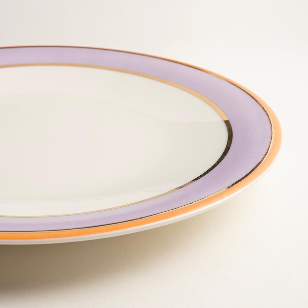 Gediz Porselen Yemek Tabağı 27 Cm Mor-turuncu