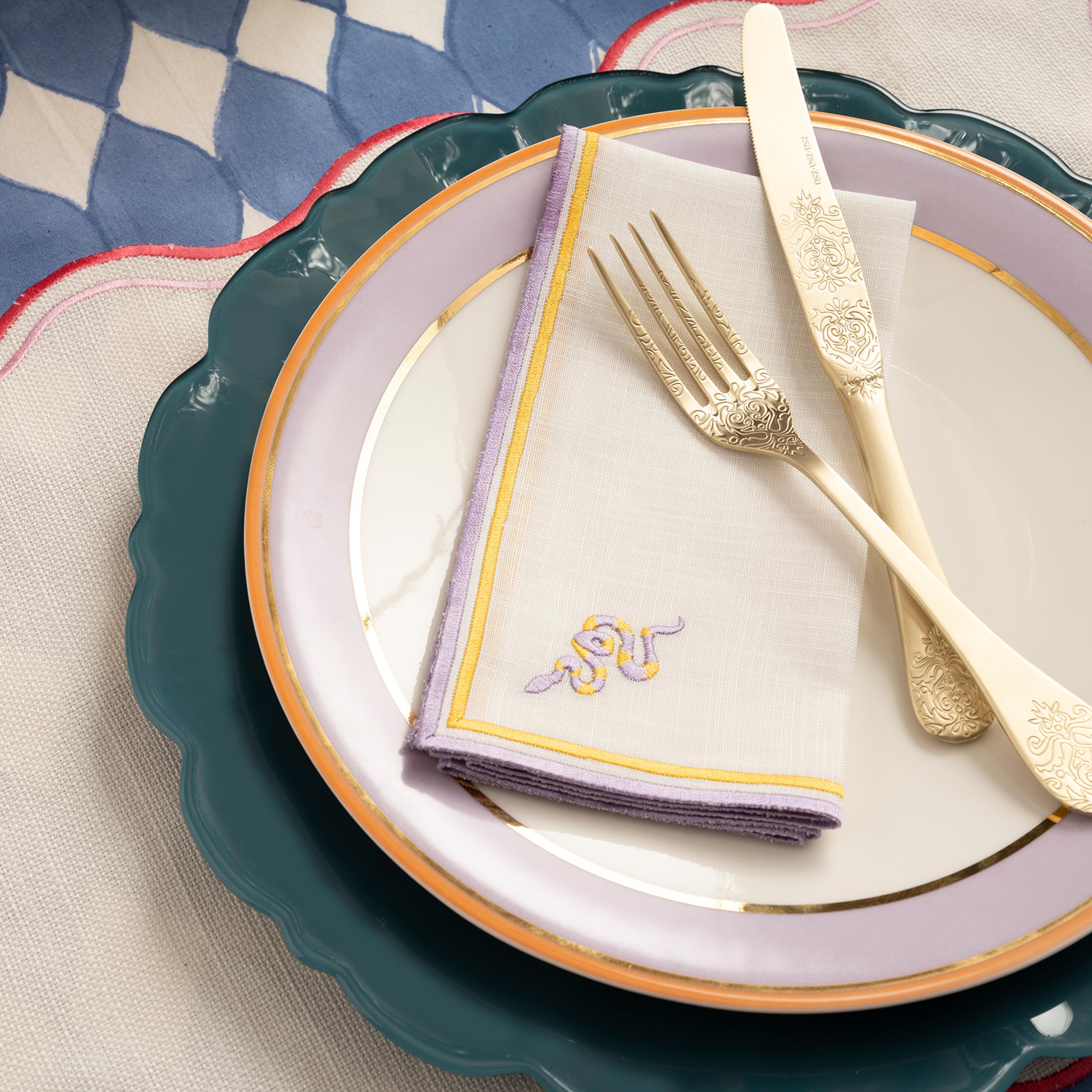 Gediz Porselen Yemek Tabağı 27 Cm Mor-turuncu