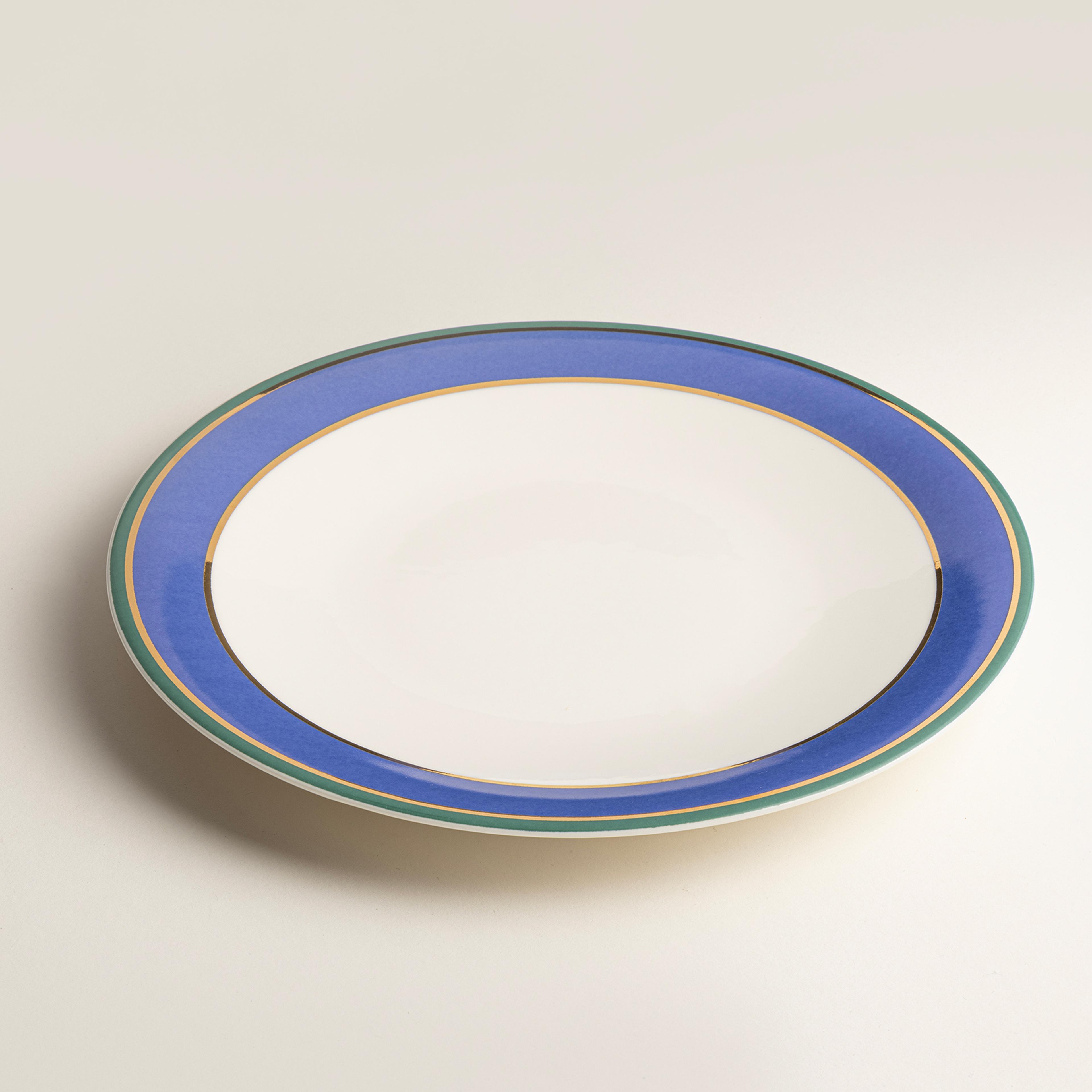 Gediz Porselen Yemek Tabağı 27 Cm Mavi - Yeşil