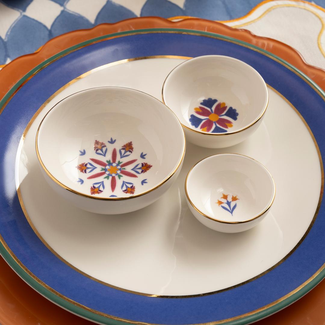 Gediz Porselen Yemek Tabağı 27 Cm Mavi - Yeşil