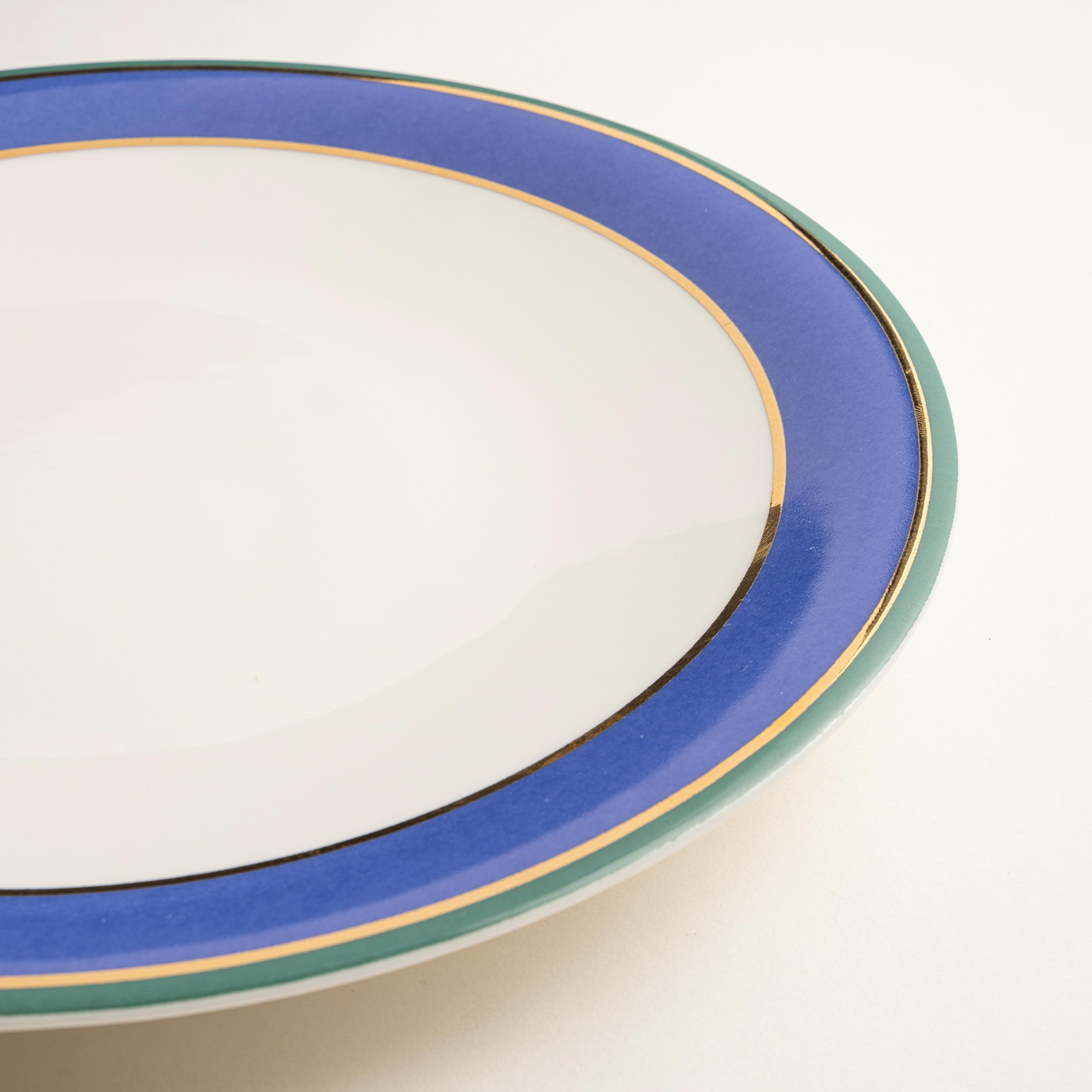 Gediz Porselen Yemek Tabağı 27 Cm Mavi - Yeşil