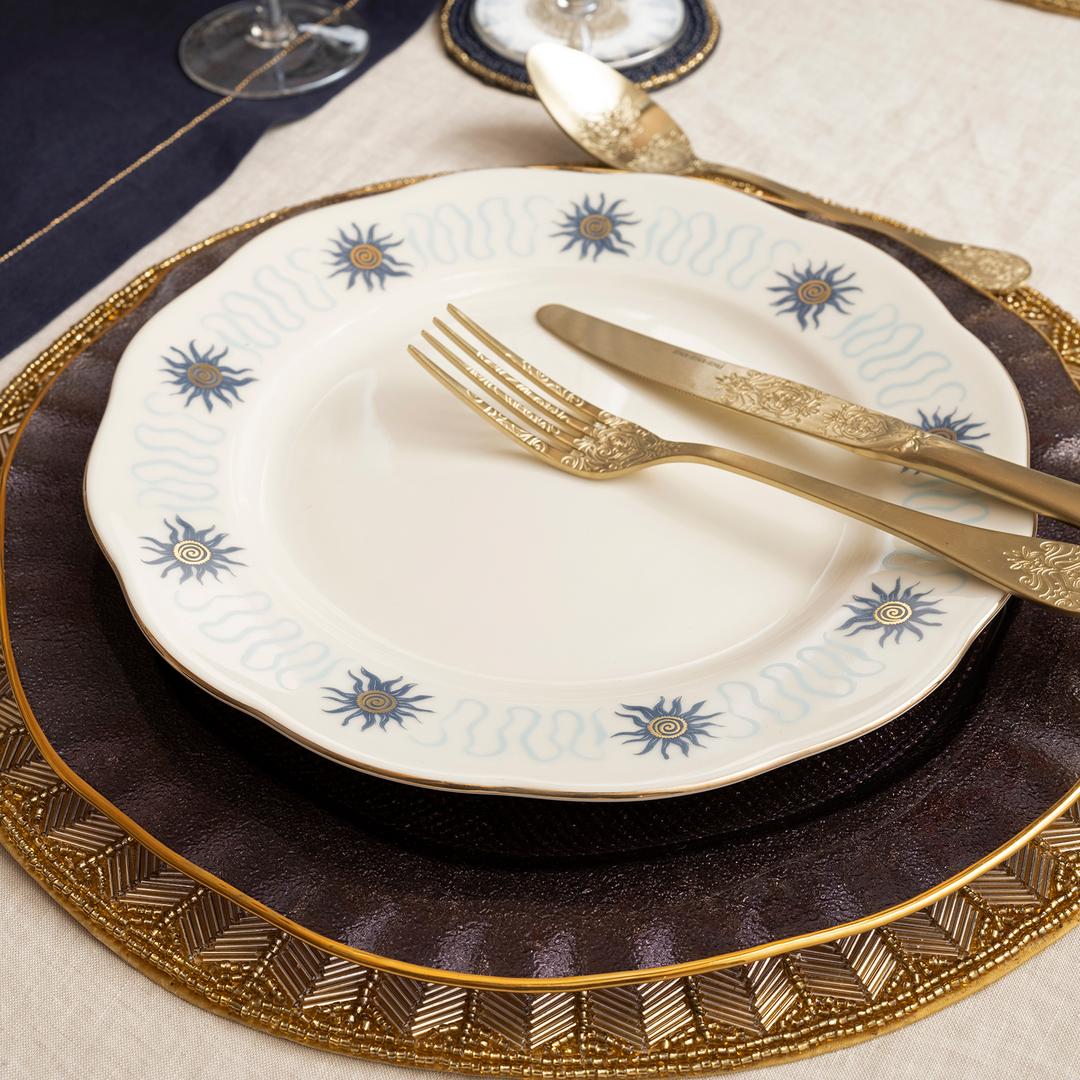 Emet Porselen Yemek Tabağı 27x27x3 Cm Mavi