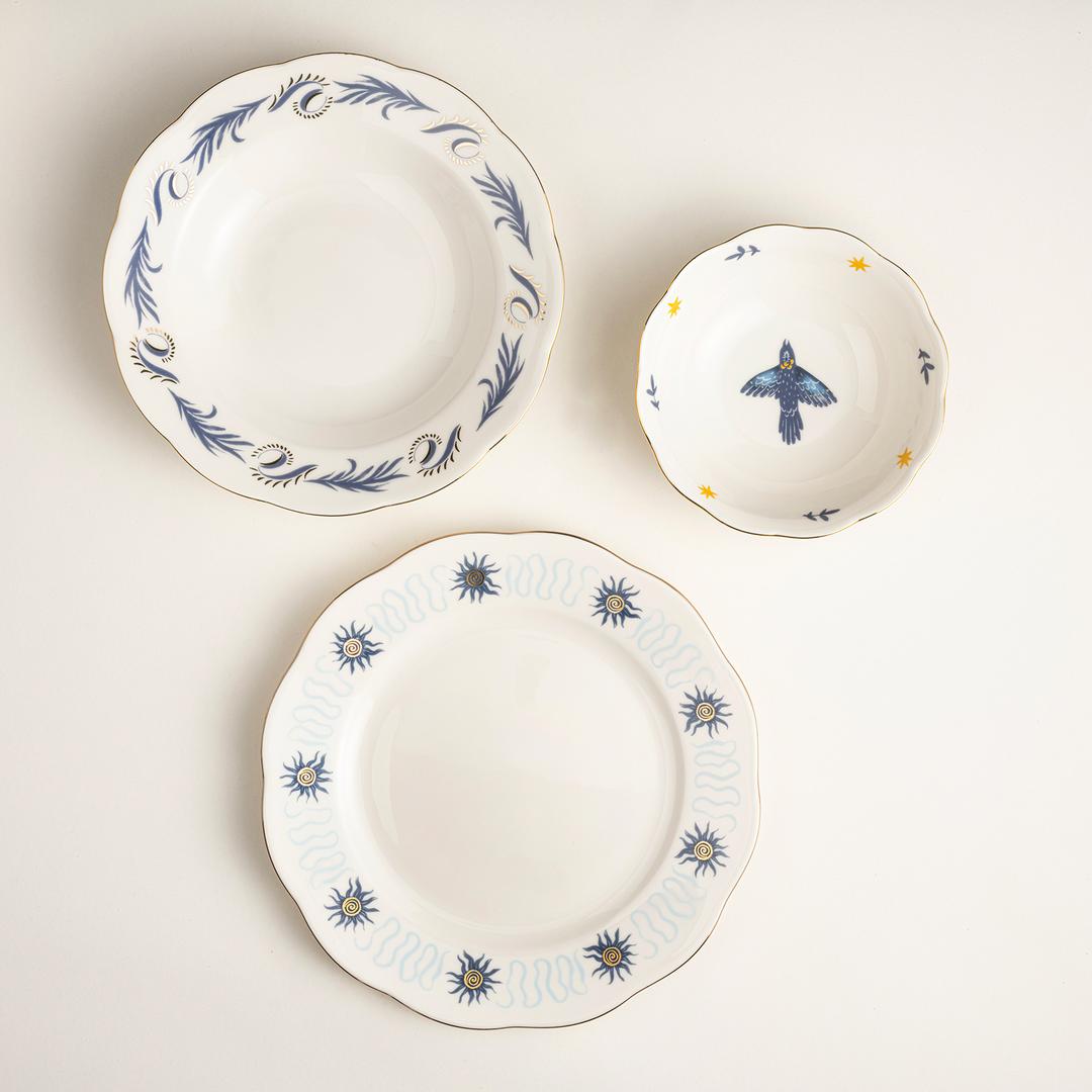 Emet Porselen Yemek Tabağı 27x27x3 Cm Mavi