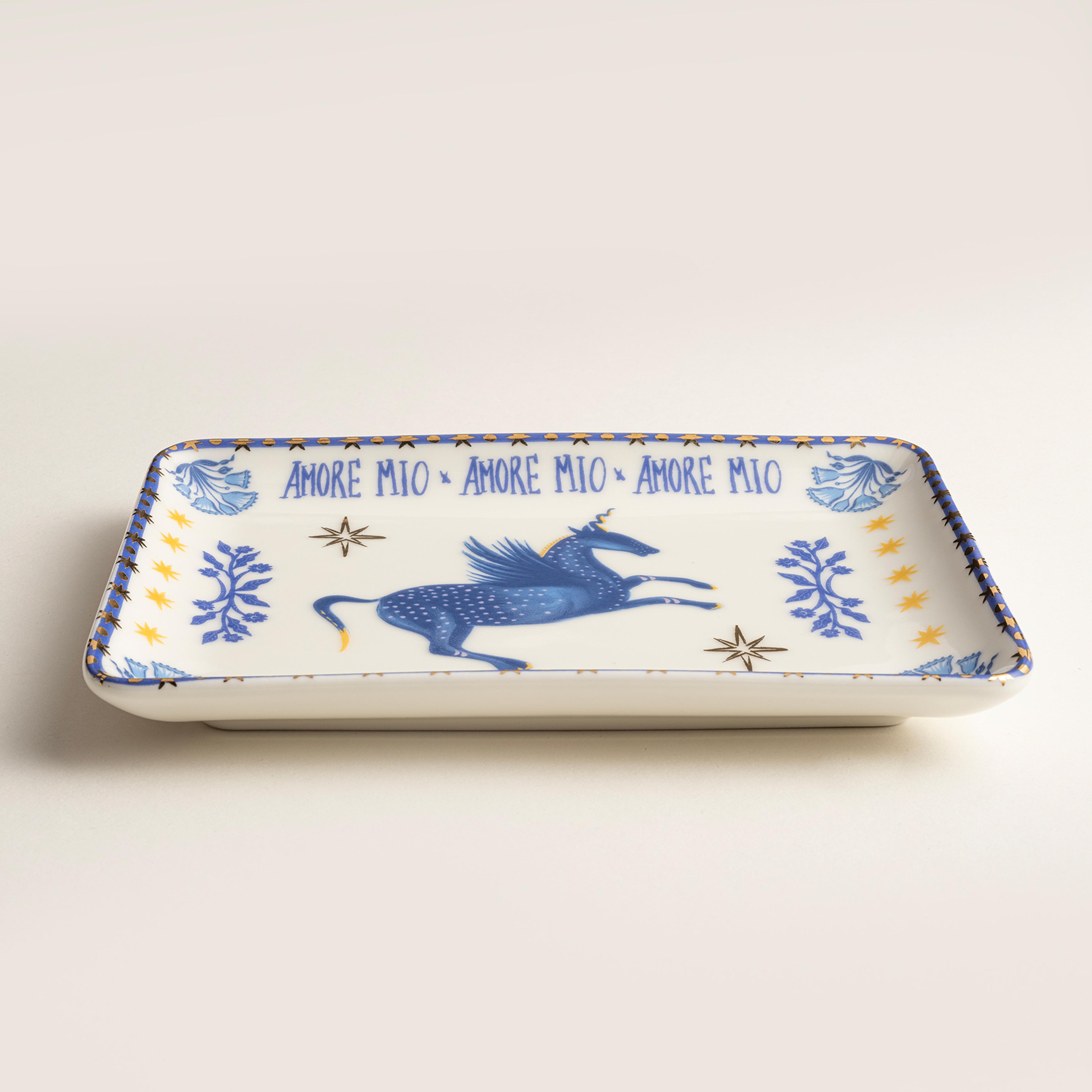 Gediz Porselen Tabak 18x13 Cm Mavi