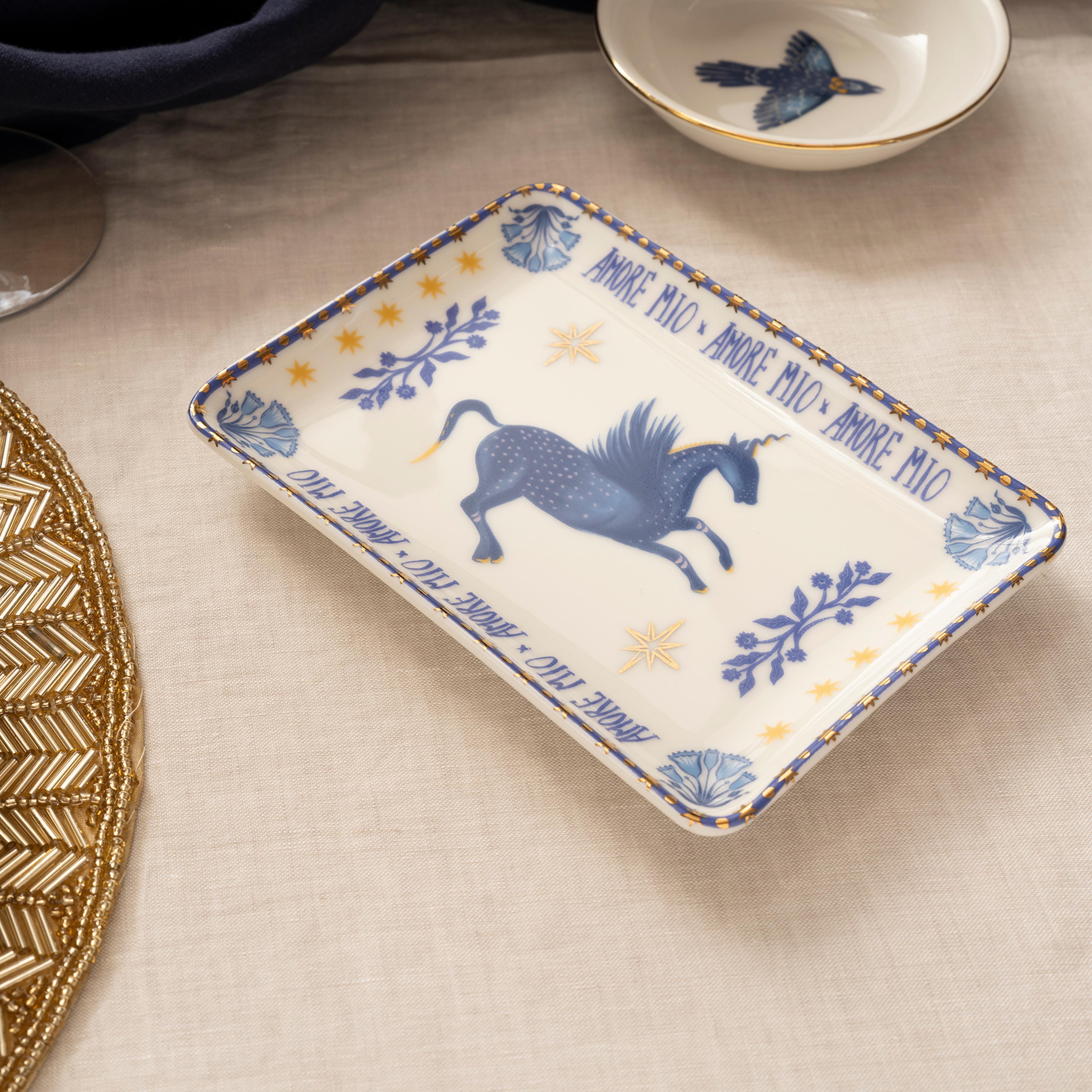 Gediz Porselen Tabak 18x13 Cm Mavi