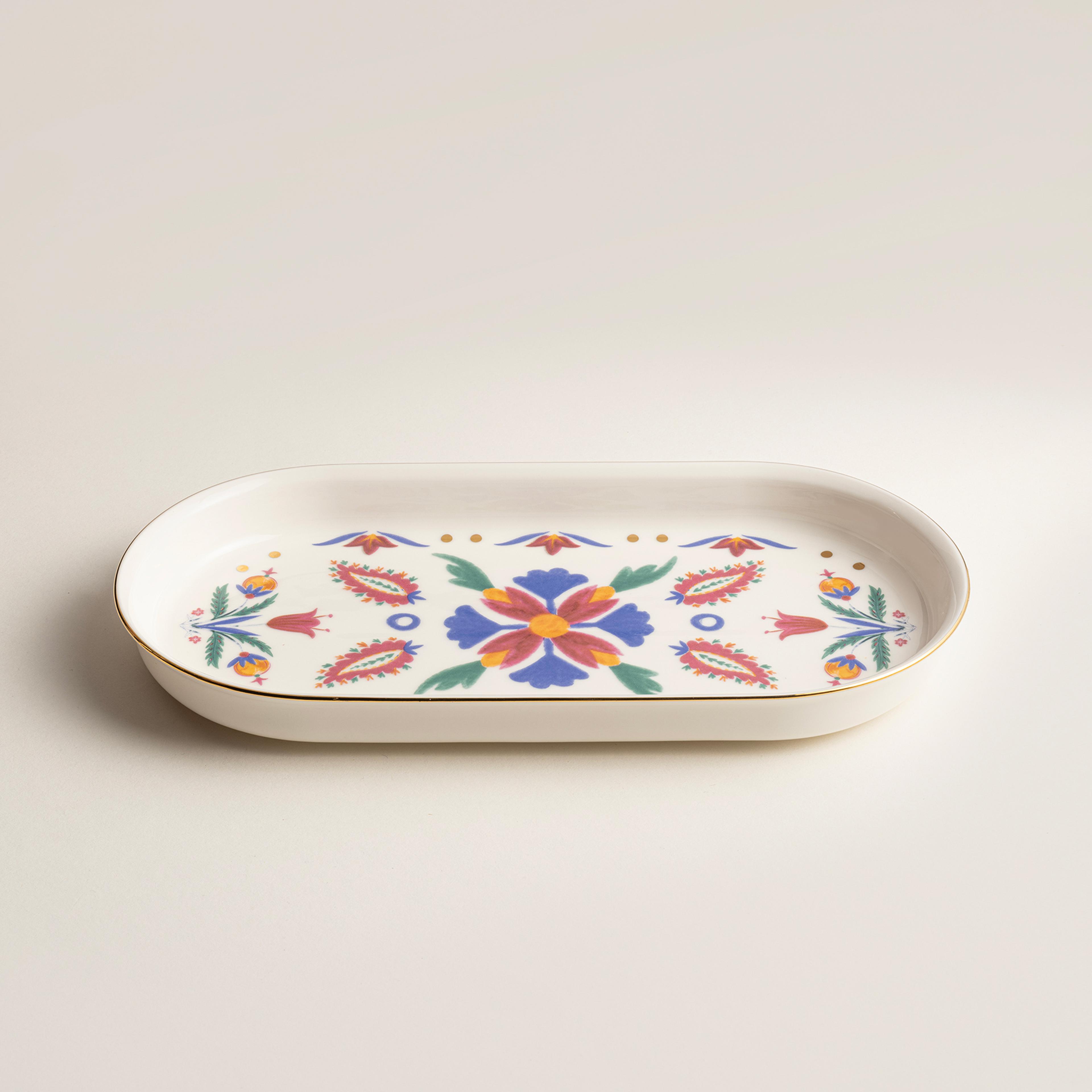 Gediz Porselen Oval Tabak 28 Cm Renkli