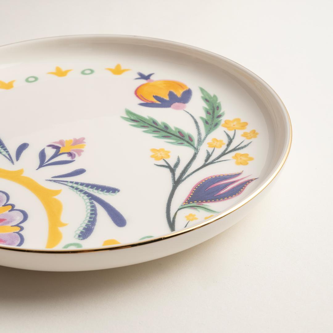 Gediz Porselen Pasta Tabağı 19 Cm Renkli