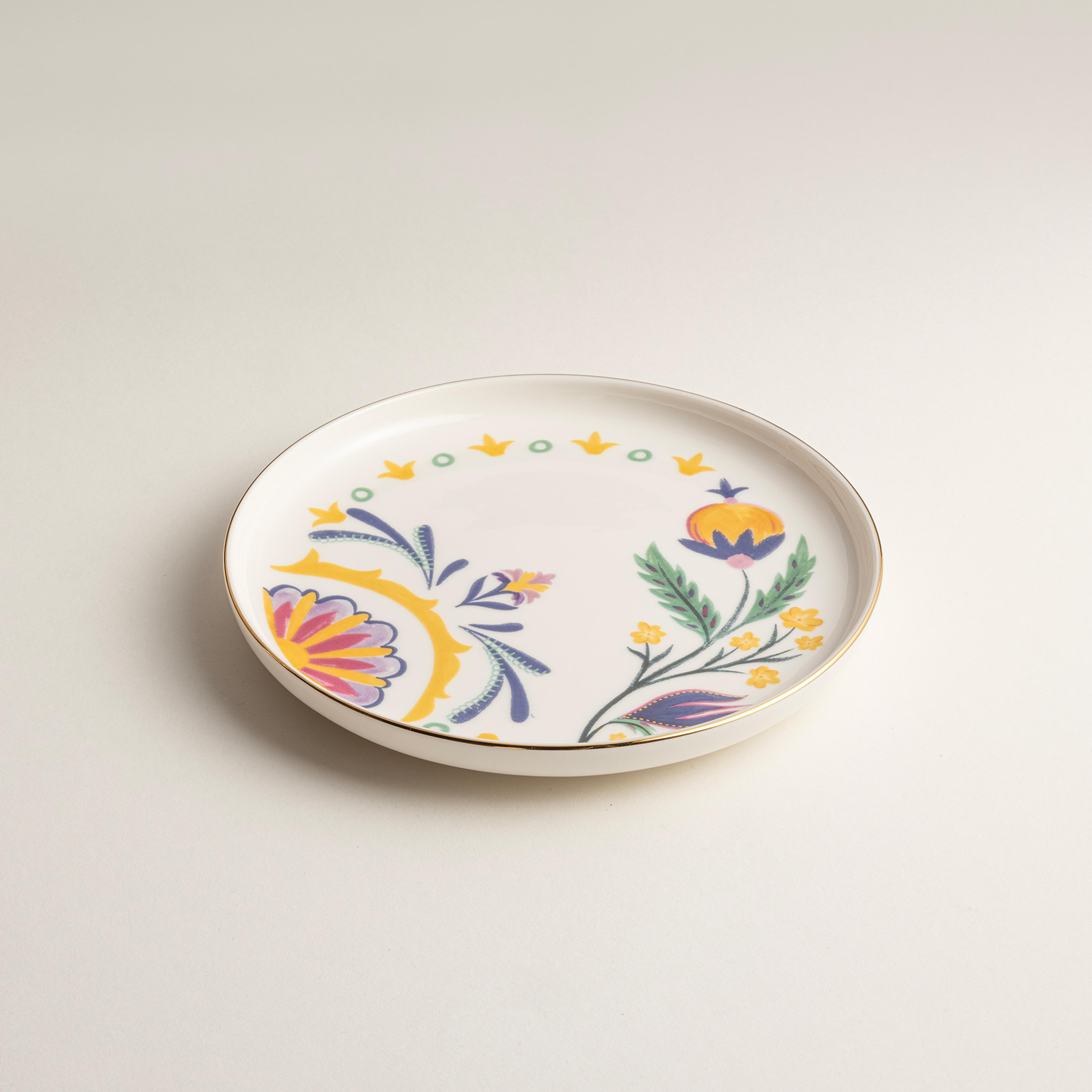 Gediz Porselen Pasta Tabağı 19 Cm Renkli