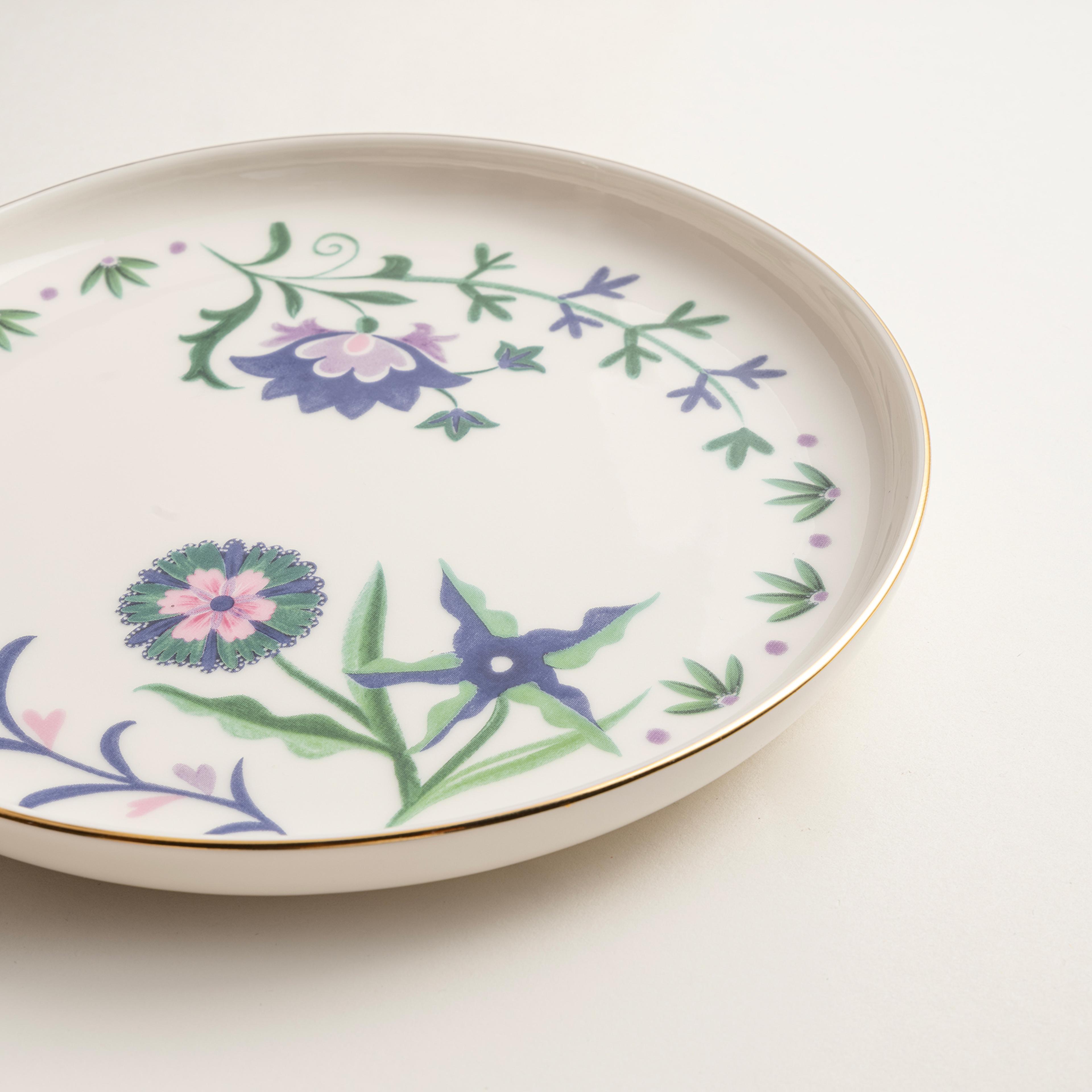 Gediz Porselen Pasta Tabağı 19 Cm Renkli