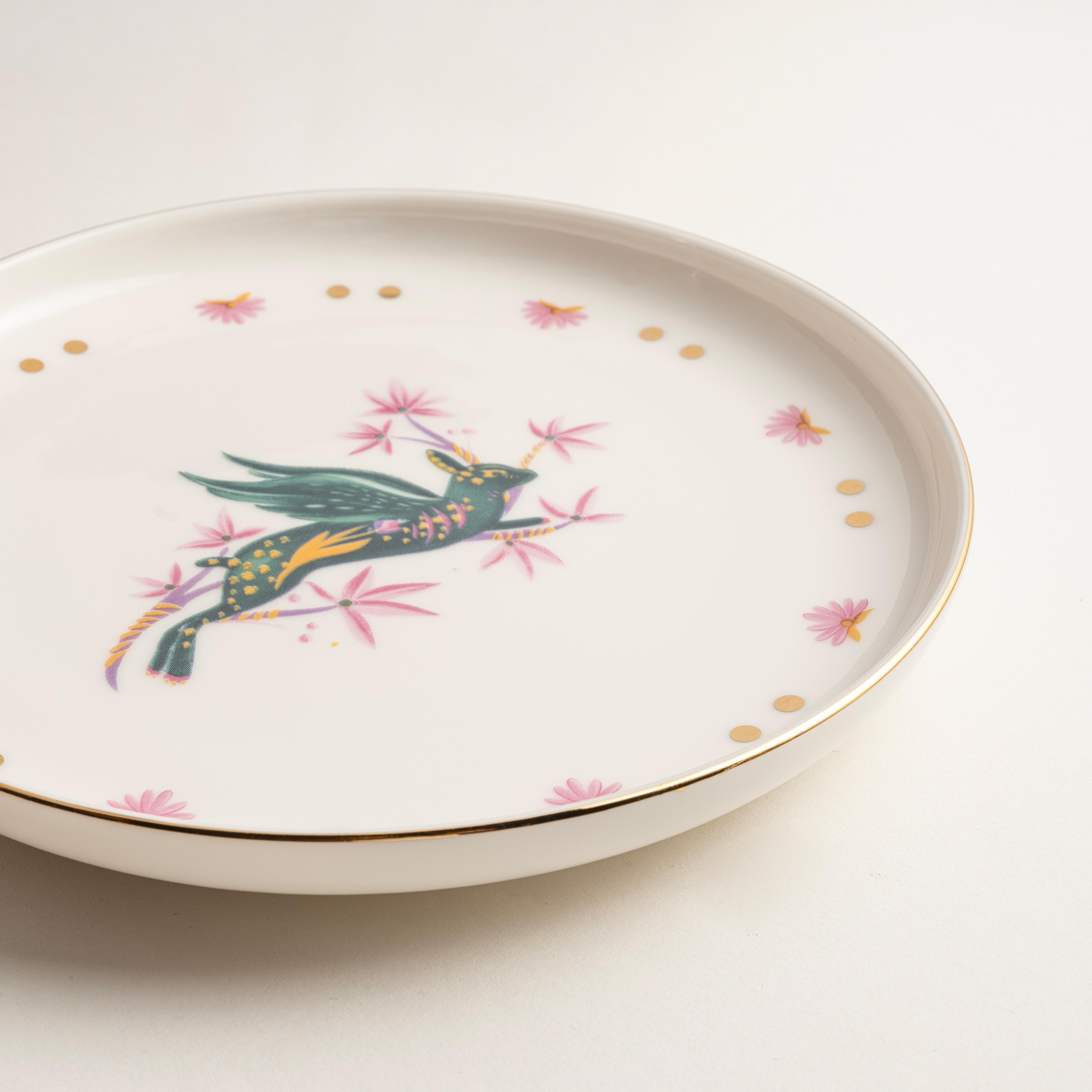 Gediz Porselen Pasta Tabağı 19 Cm Renkli