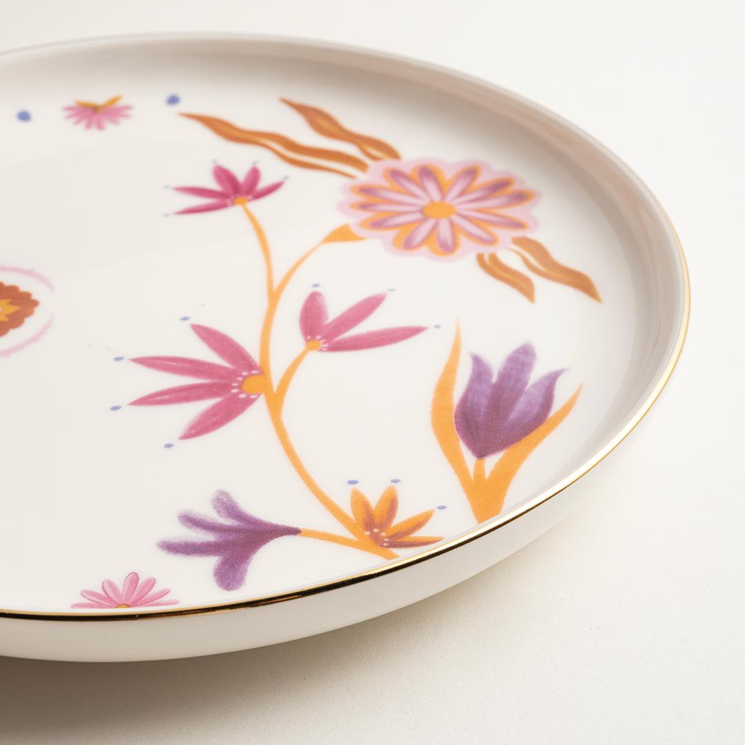 Gediz Porselen Pasta Tabağı 19 Cm Renkli