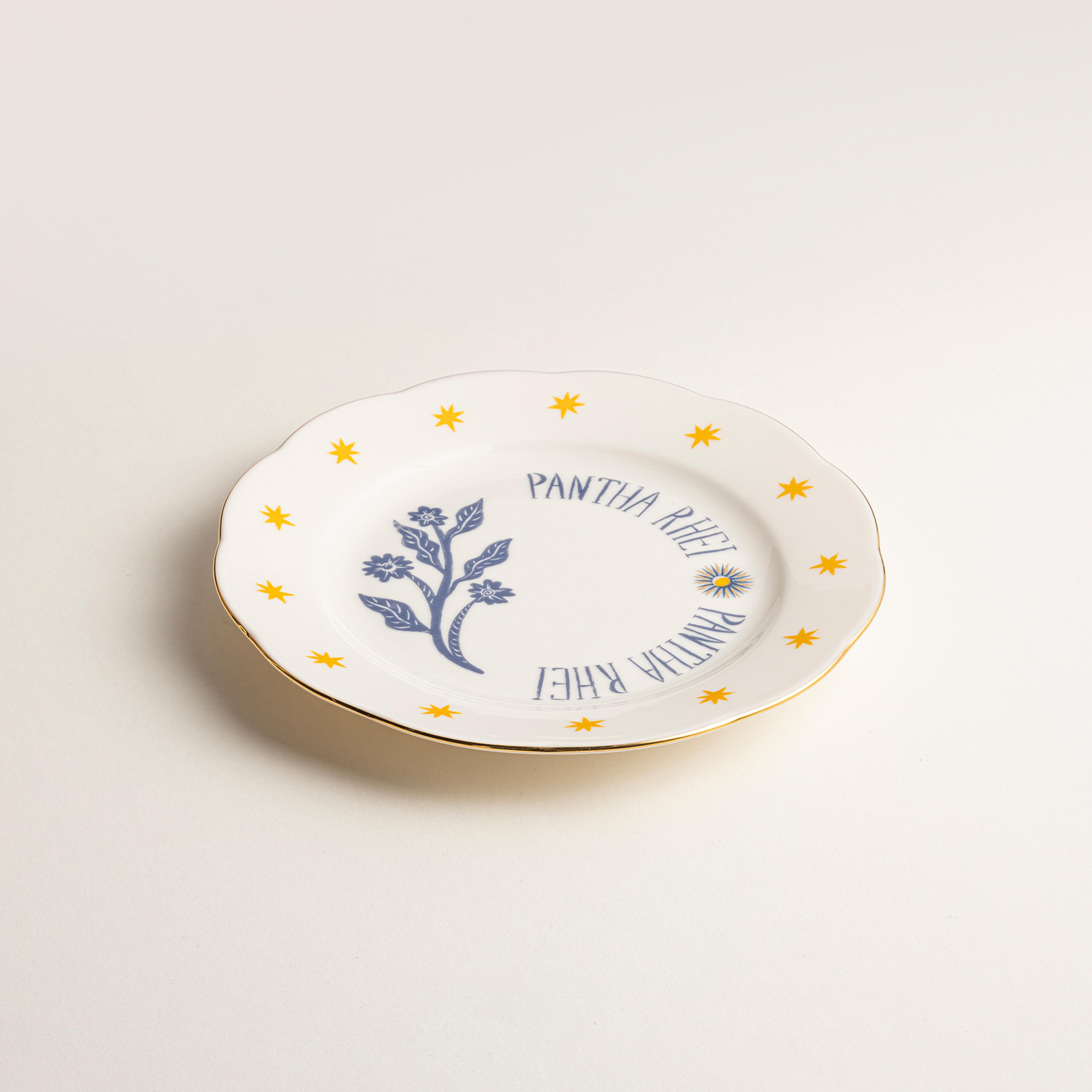 Emet Porselen Pasta Tabağı 20x20x2.4 Cm Mavi - Sarı