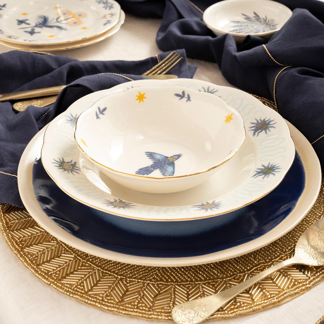 Emet Porselen Çukur Tabak 23x23x4.5 Cm Mavi