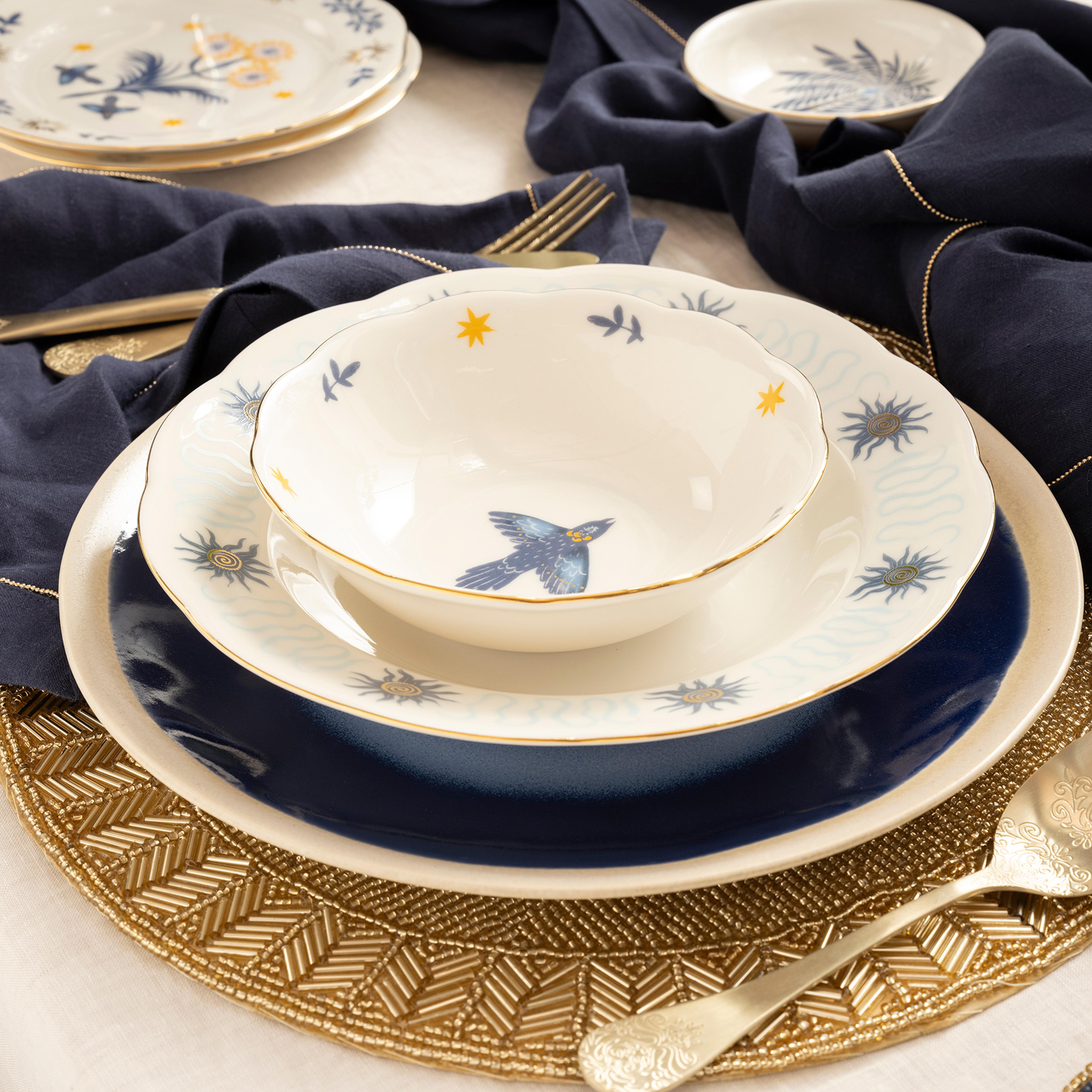 Emet Porselen Çukur Tabak 23x23x4.5 Cm Mavi